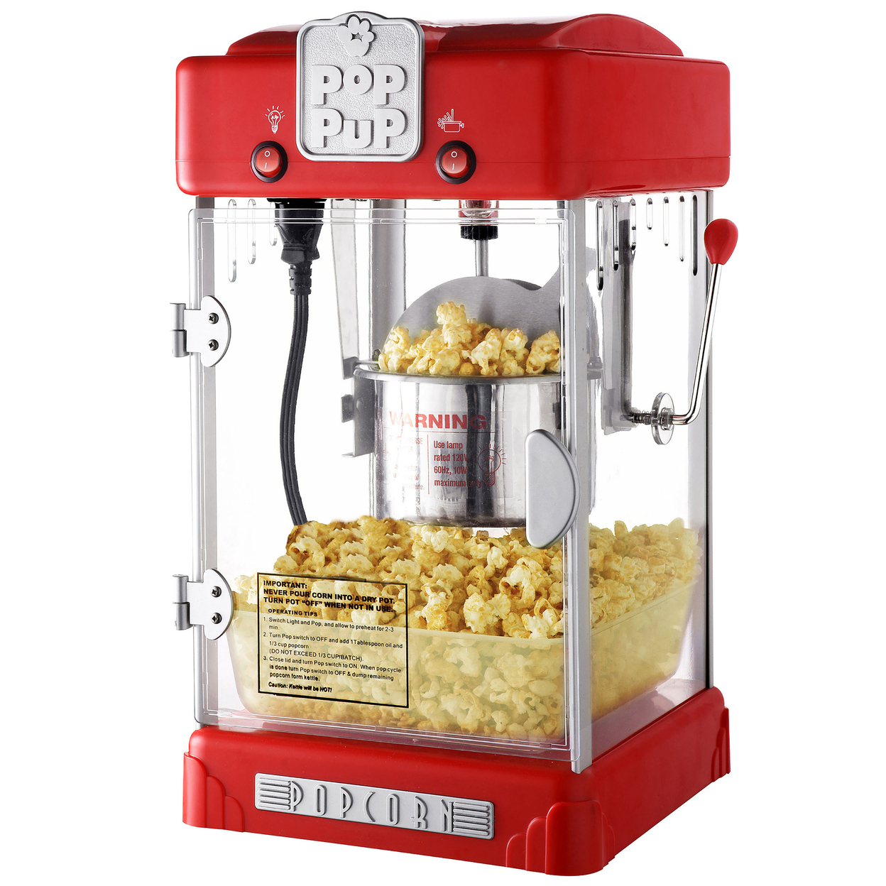 Popcorn Machine Pop Pup Retro Style Electric Popper Home Use 2.5 Oz Counter Top