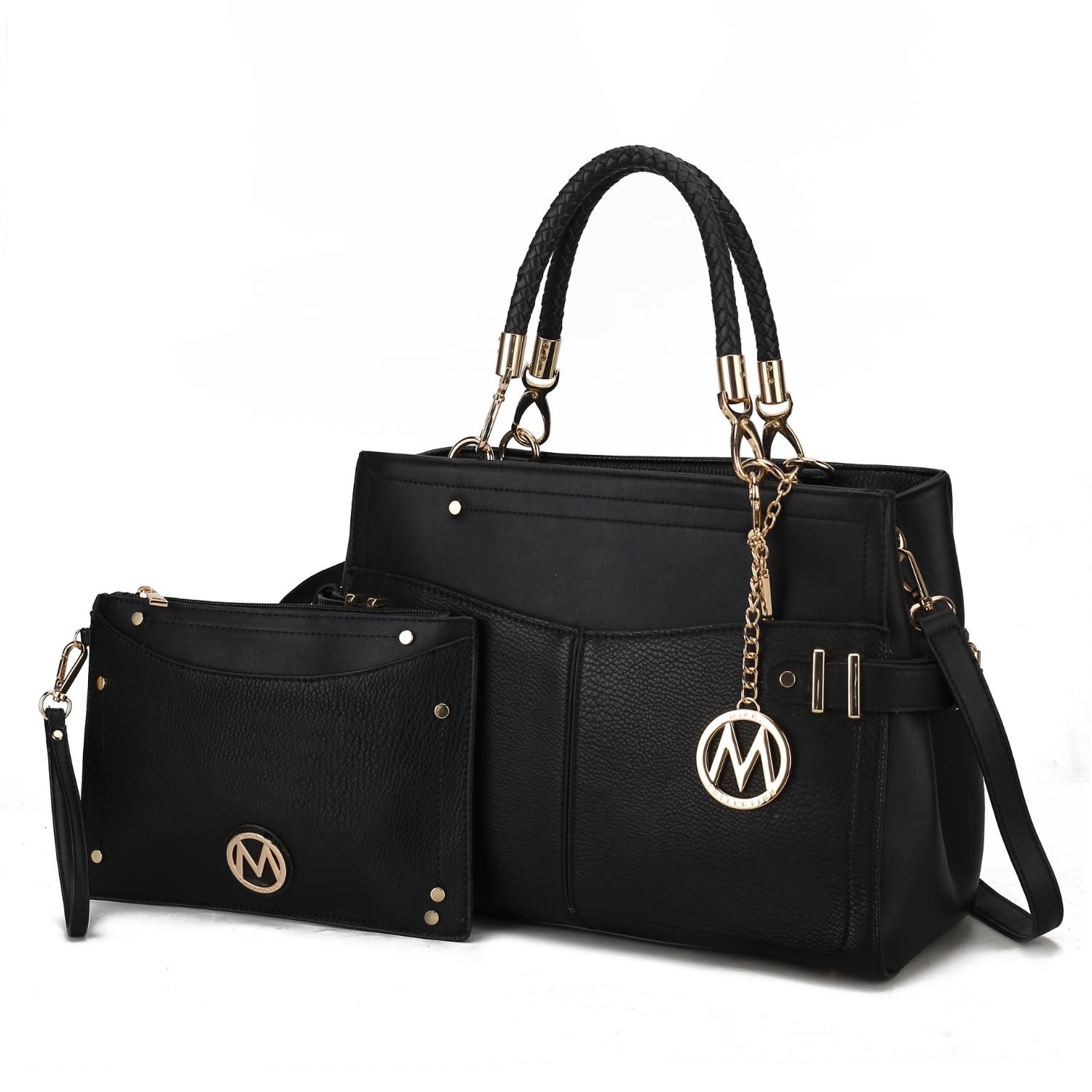 MKF Collection Tenna Satchel Handbag & Wristlet By Mia K. - Black