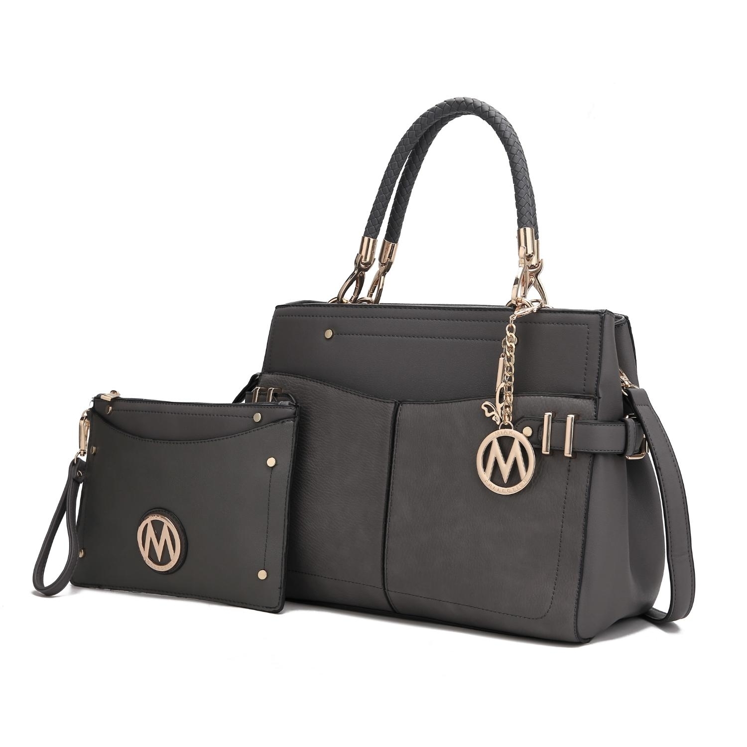 MKF Collection Tenna Satchel Handbag & Wristlet By Mia K. - Charcoal