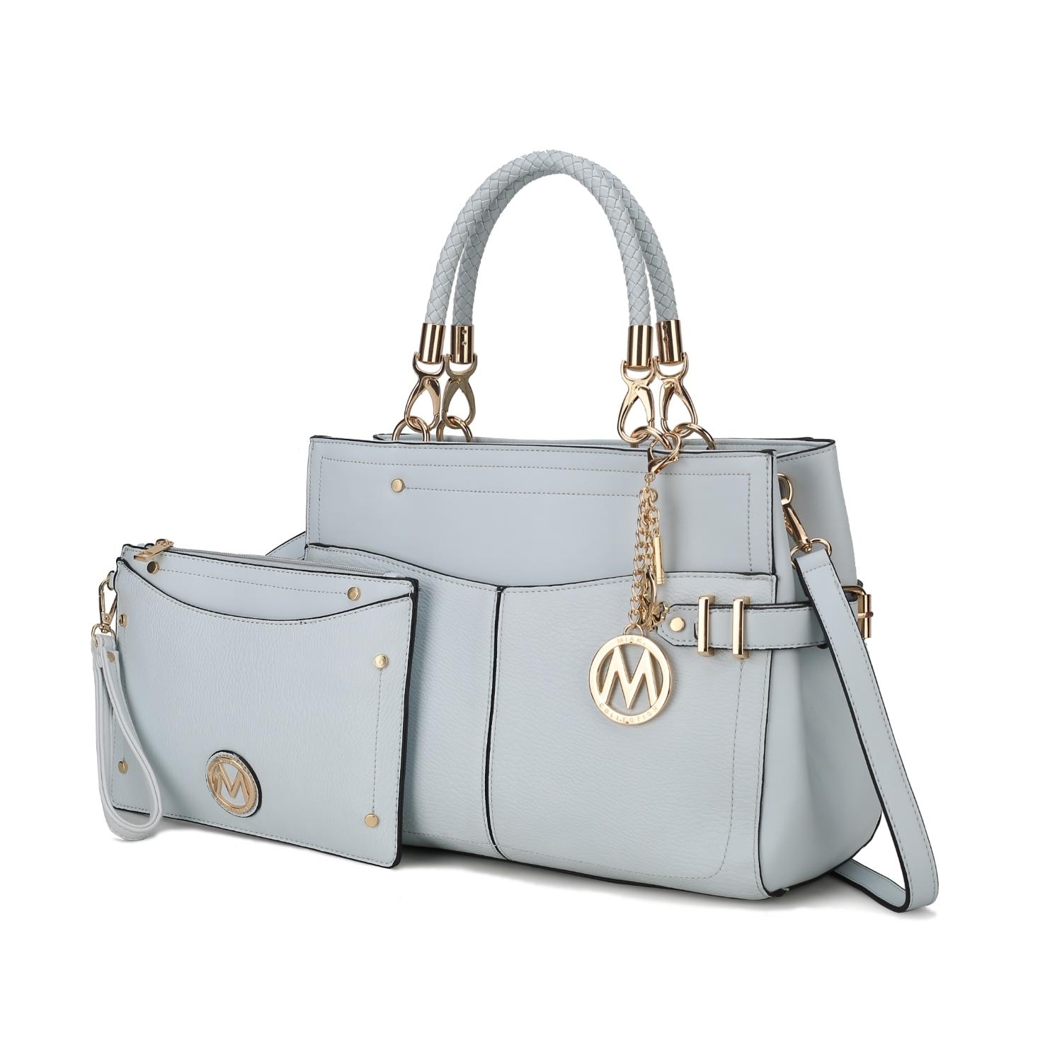 MKF Collection Tenna Satchel Handbag & Wristlet By Mia K. - Light Blue