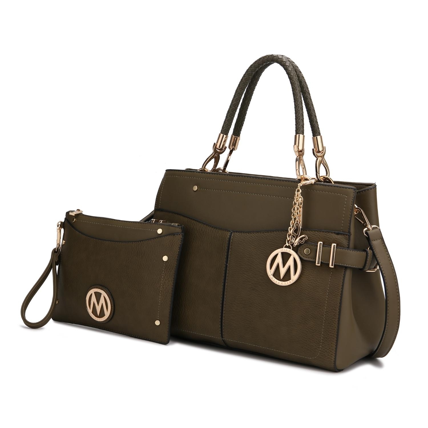 MKF Collection Tenna Satchel Handbag & Wristlet By Mia K. - Olive