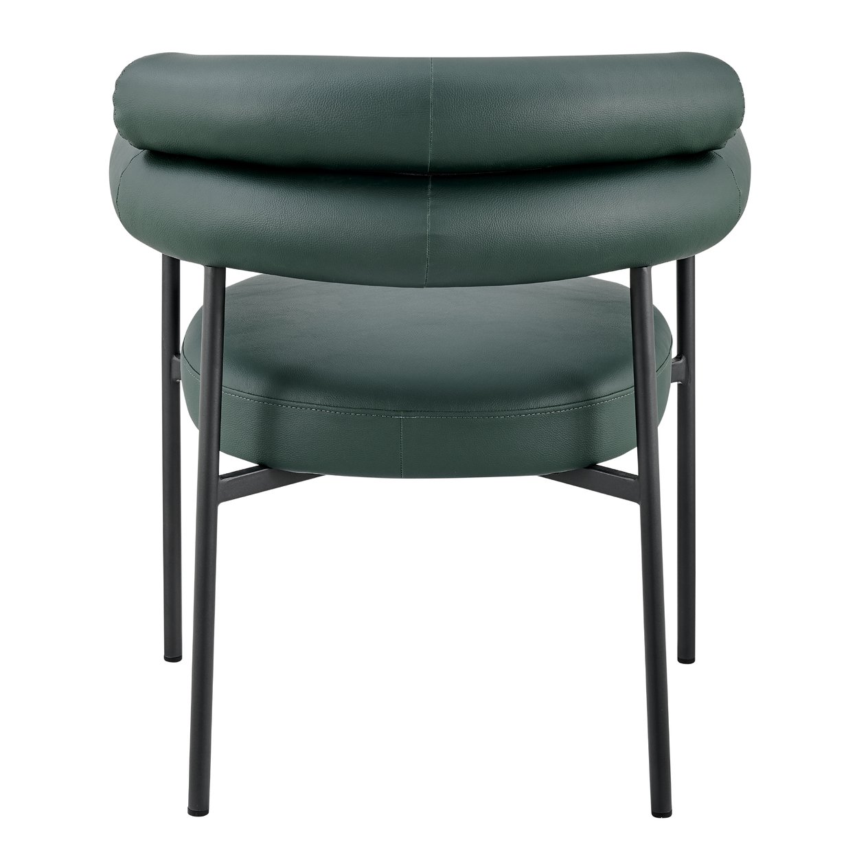 Iconic Home Tisdale Dining Chair Faux Leather Upholstered Round Seat Open Back Design Architectural Solid Metal Frame (1 Piece) - Green