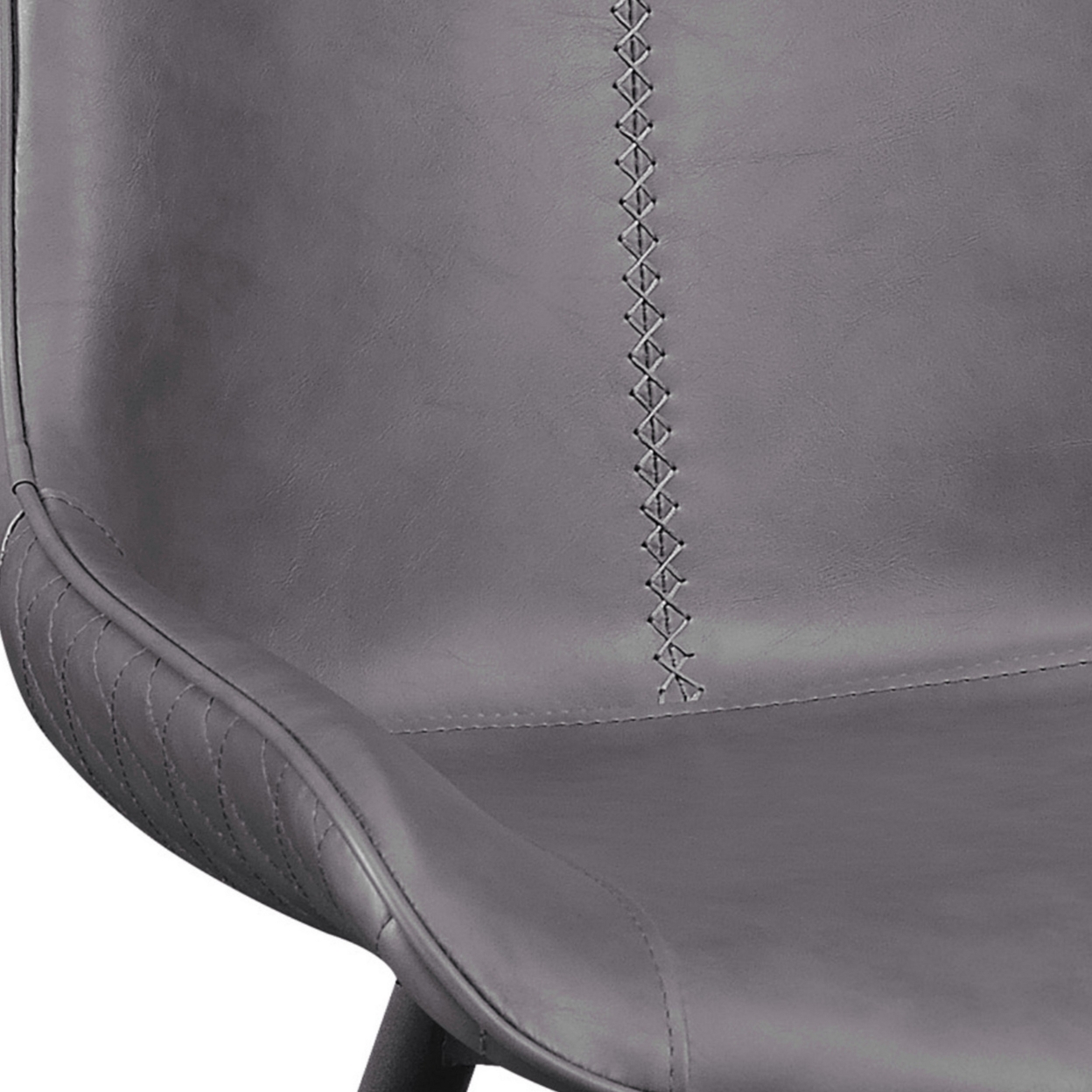 Leatherette Dining Chair With Diamond Pattern Stitching, Set Of 2, Gray- Saltoro Sherpi