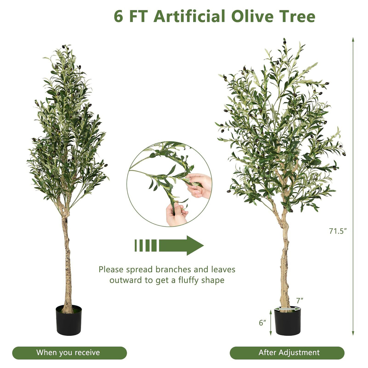 Artificial Olive Tree 6 FT Tall Faux Olive Plants For Indoor And Outdoor