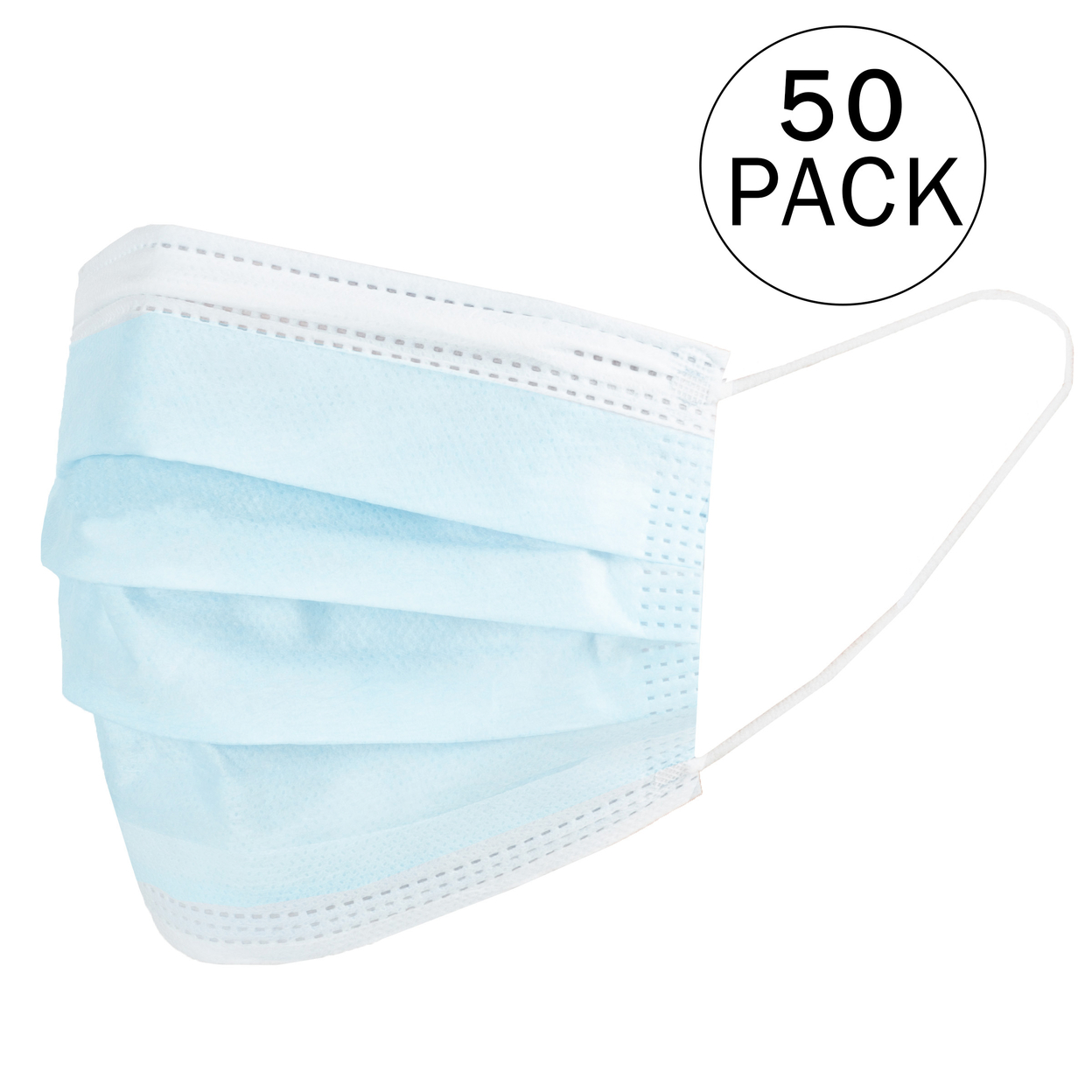 50 Pack Disposable 3-Ply Face Mask With Ear Loops For Kids