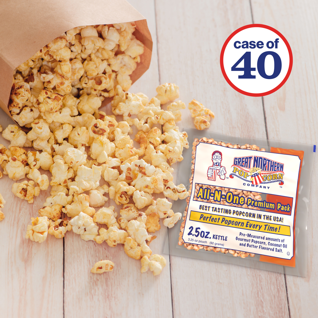 2.5oz Popcorn 40-Pack All-in-One Packs With Kernels, Salt, And Oil