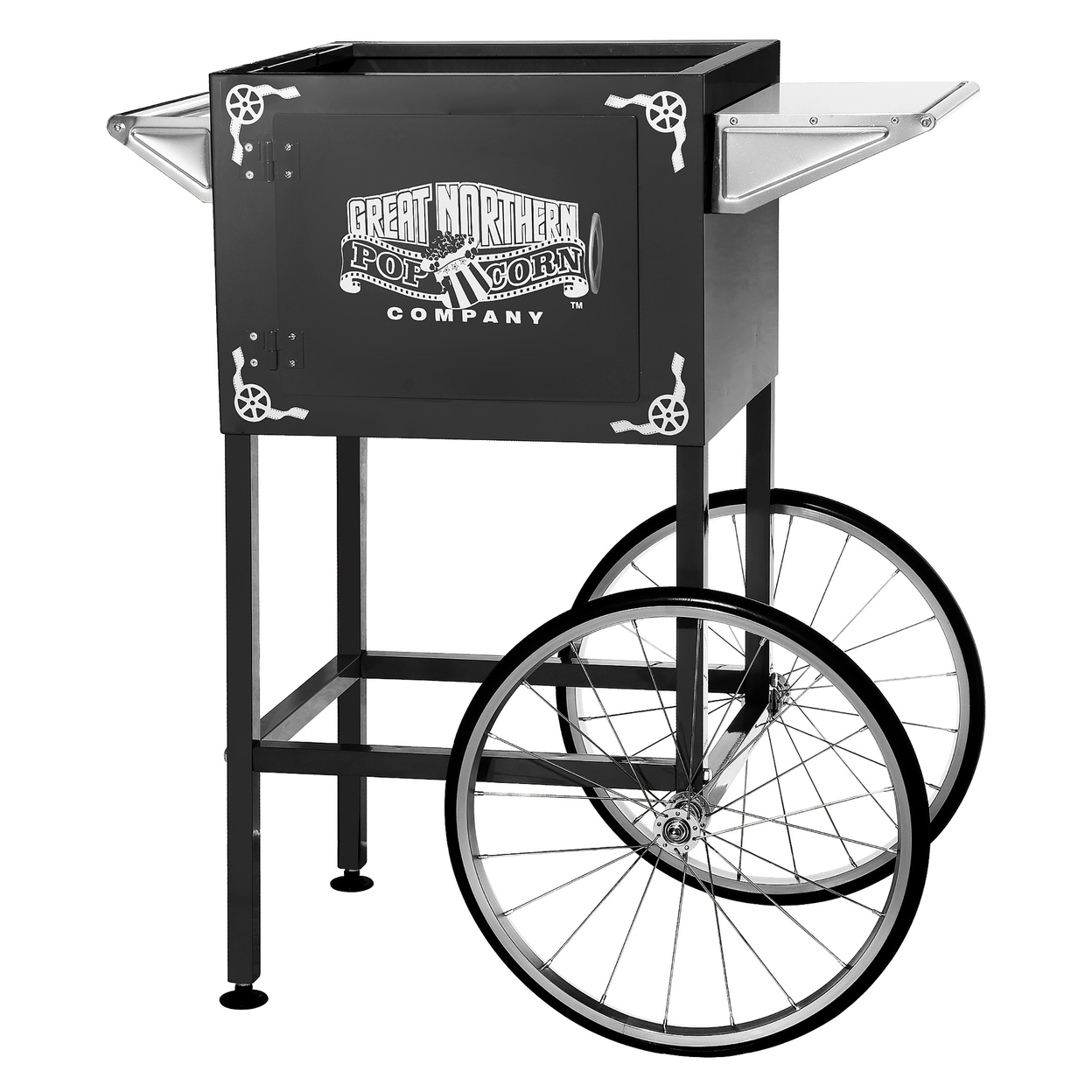 Popcorn Cart Matinee Replacement Stand 8oz Poppers Shelf, Handle Wheels, Black