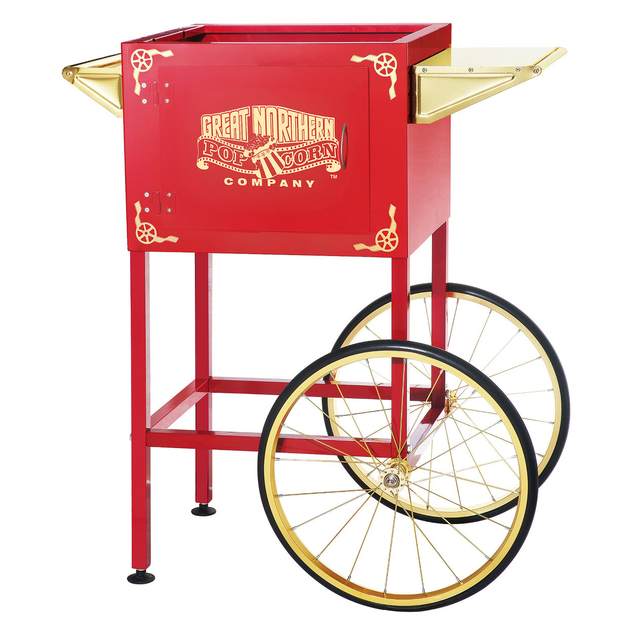 Popcorn Cart Matinee Replacement Stand 8oz Poppers Shelf, Handle Wheels, Red