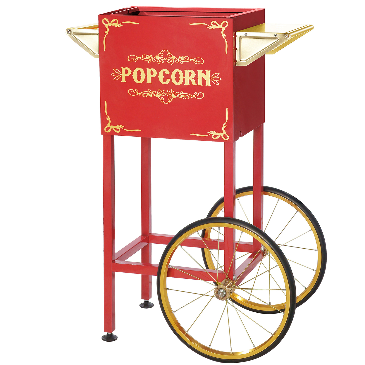 Popcorn Cart Replacement Stand 4 To 8oz Poppers With Shelf, Handle, Wheels, Red