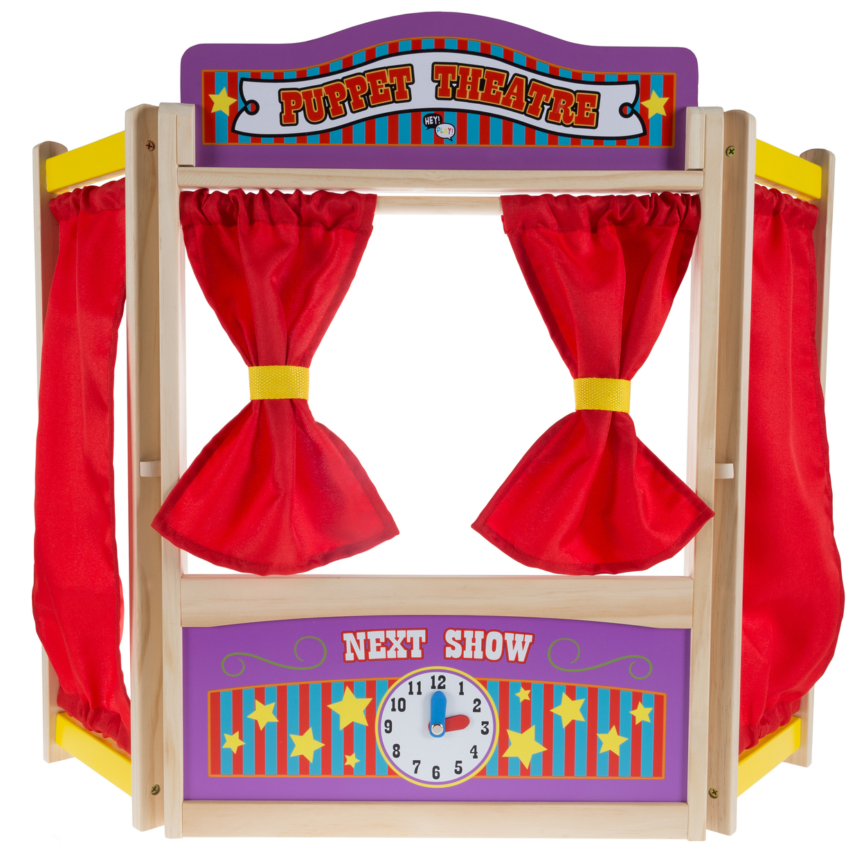 Wooden Puppet Theater Stage Show For Kids Pretend Play Imagination Creativity