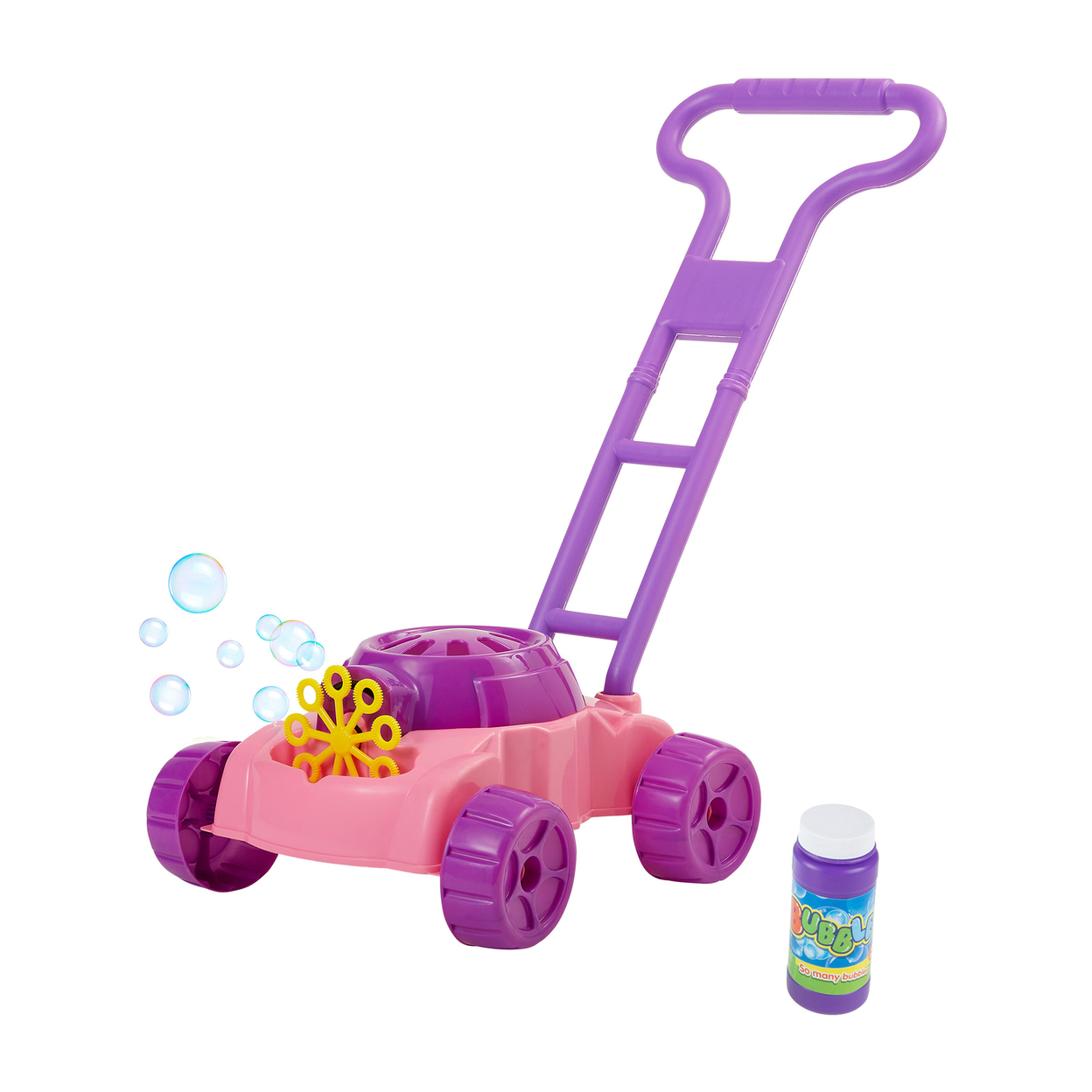 Toy Push Bubble Lawnmower Pretend Play Bubble Machine Lawn Mower Pink