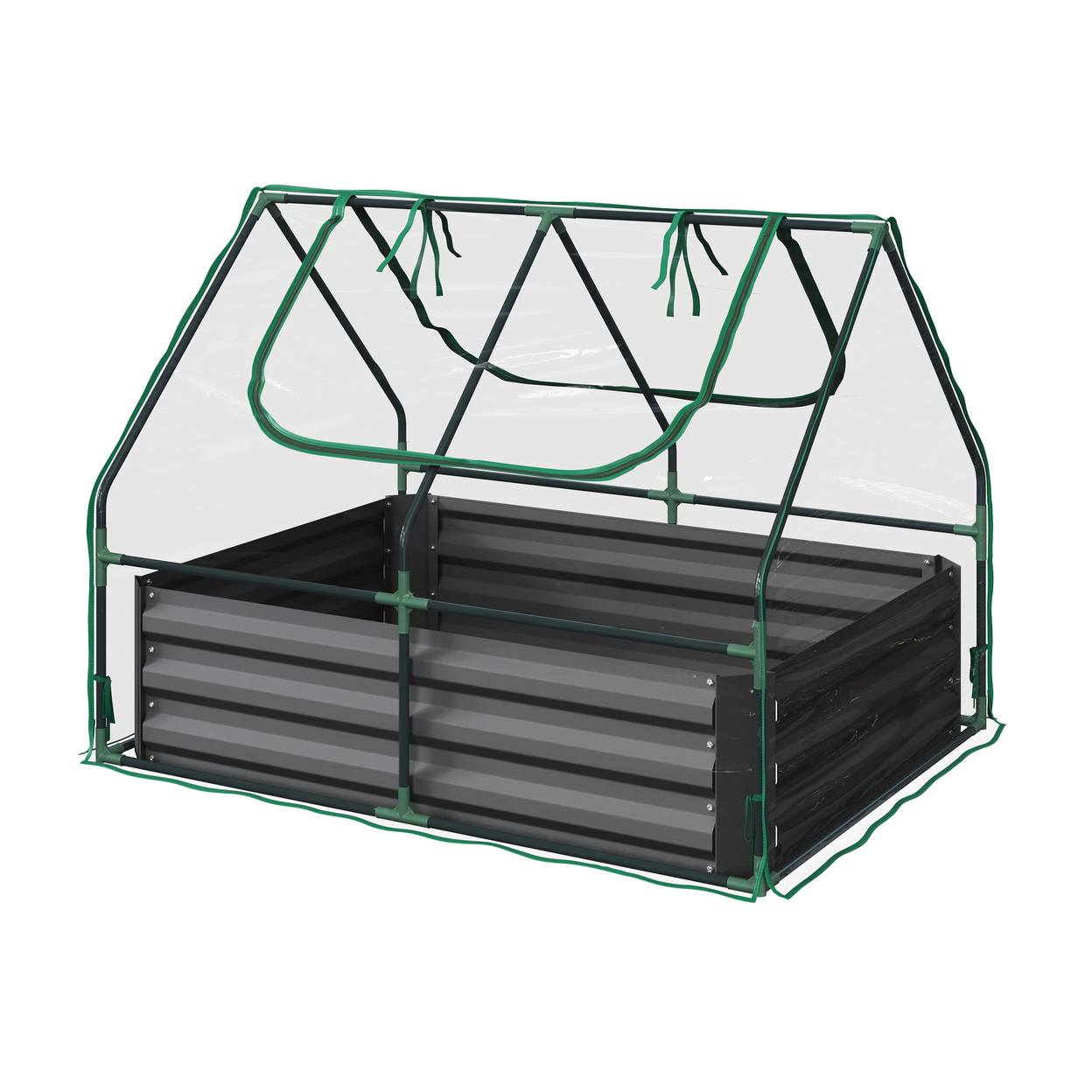 Raised Garden Bed, Removable Green House, 4ftx3ft Galvanized Steel Planter Box
