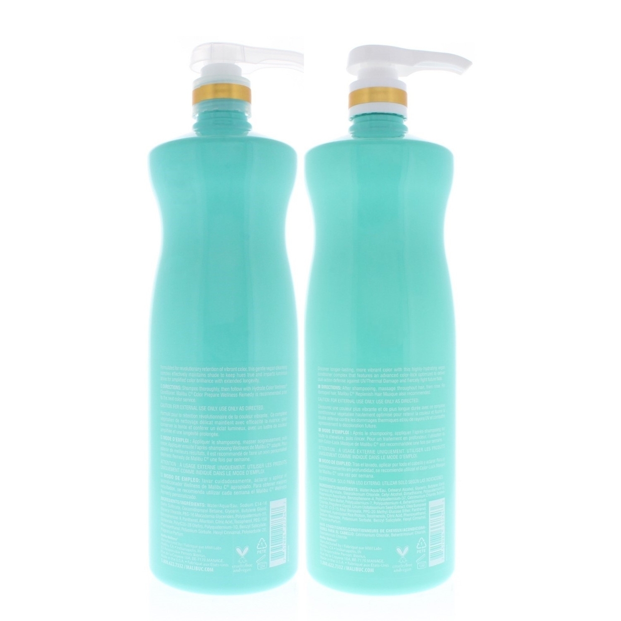Malibu C Hydrate Color Wellness Shampoo And Conditioner 33.8oz/1 Liter Duo
