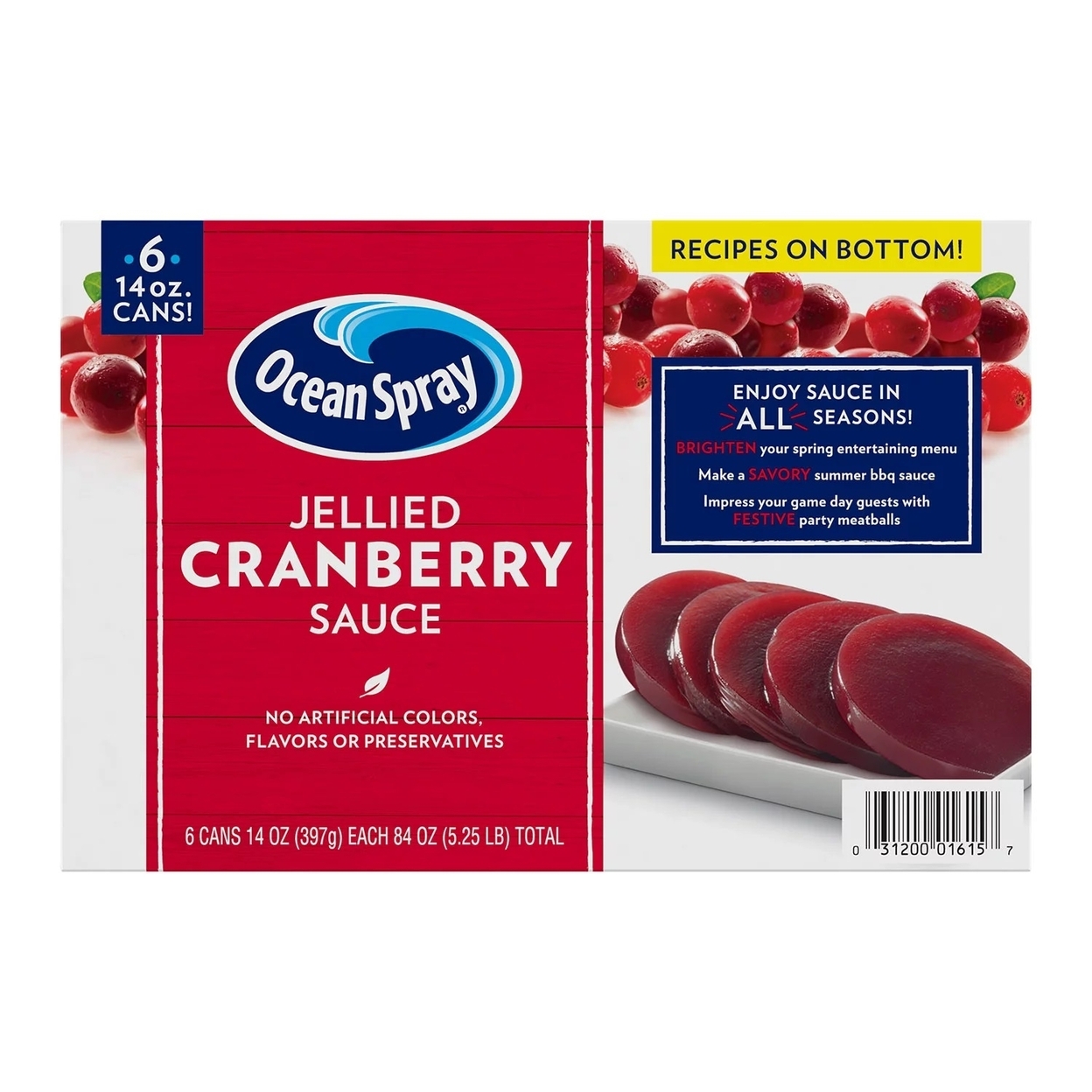 Ocean Spray Jellied Cranberry Sauce, 14 Ounce (Pack Of 6)