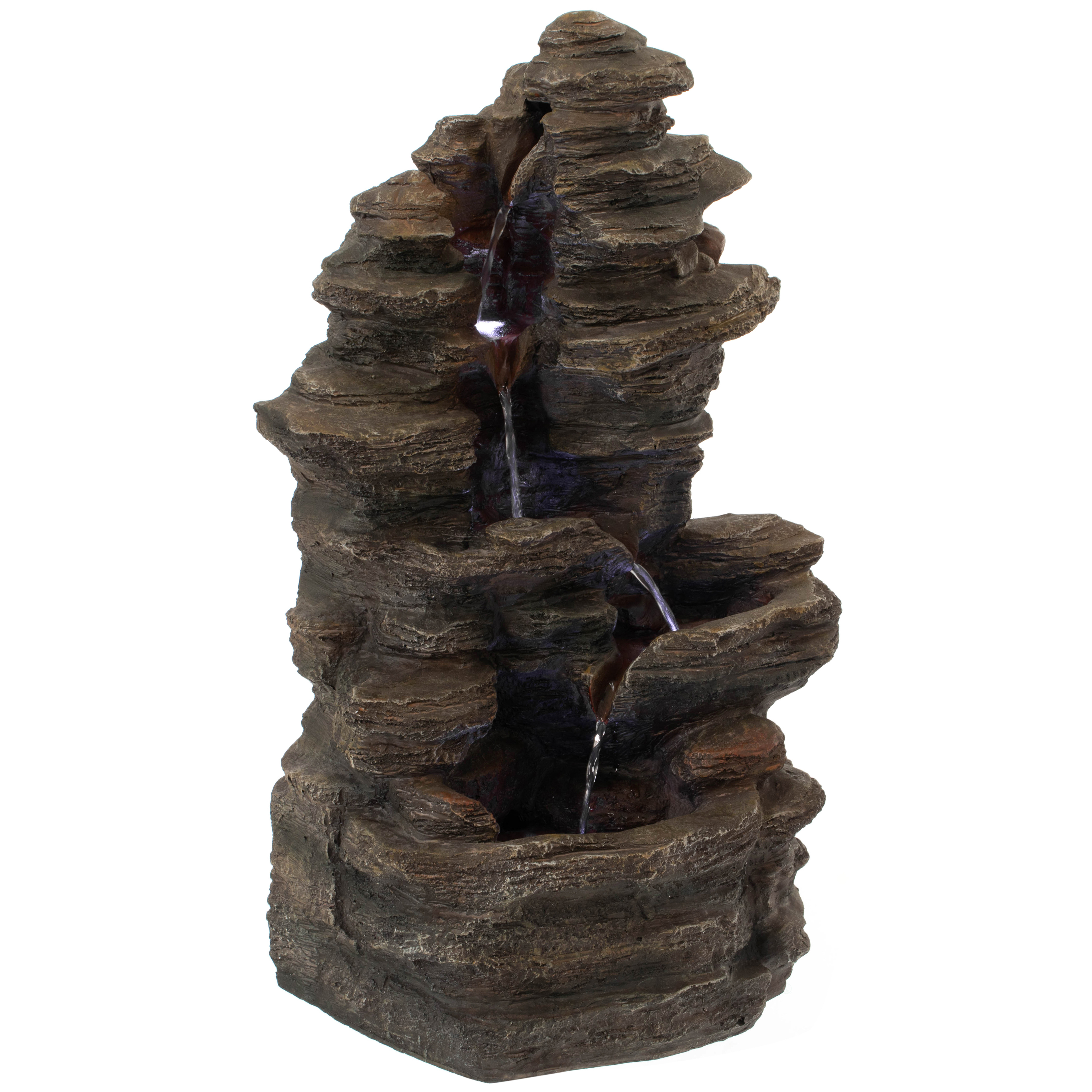 Cascading Electric Powered 4-Tier Rock Water Fountain 24 For Indoor And Outdoor Use