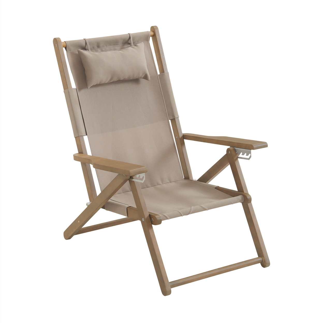 Wood Beach Chair Folding Backpack Straps, 4-Position Recline Beach Essentials