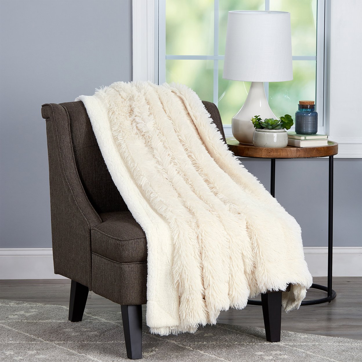 Faux Fur XL Throw Blanket White Soft Faux Rabbit 60 X 70 Blanket