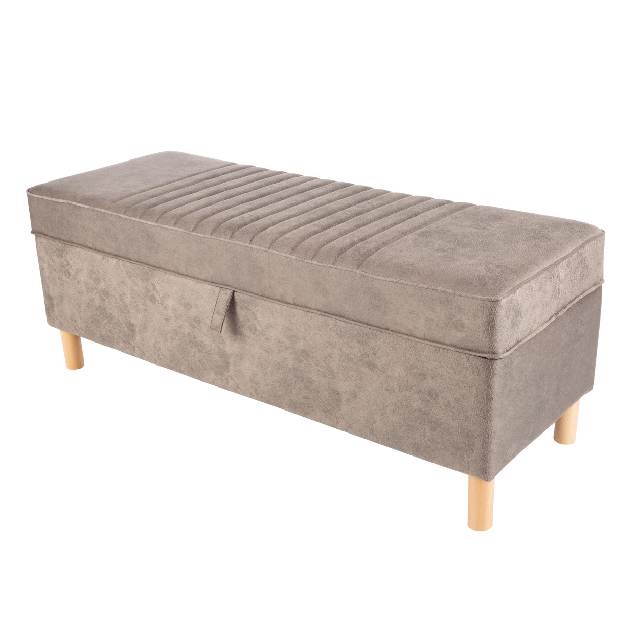 Storage Ottoman Footrest Suede Upholstered Linen Chest Bedroom 15.7 In Tall