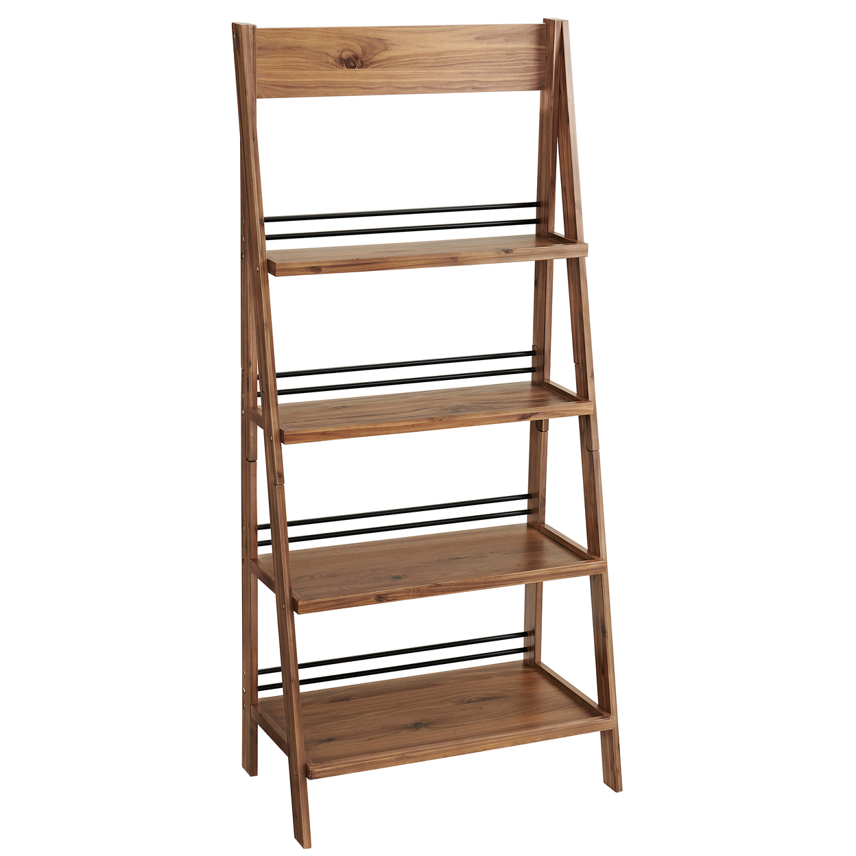 4-Tier Ladder Bookshelf Freestanding Bookcase X-Back Frame Shelves Home, Office