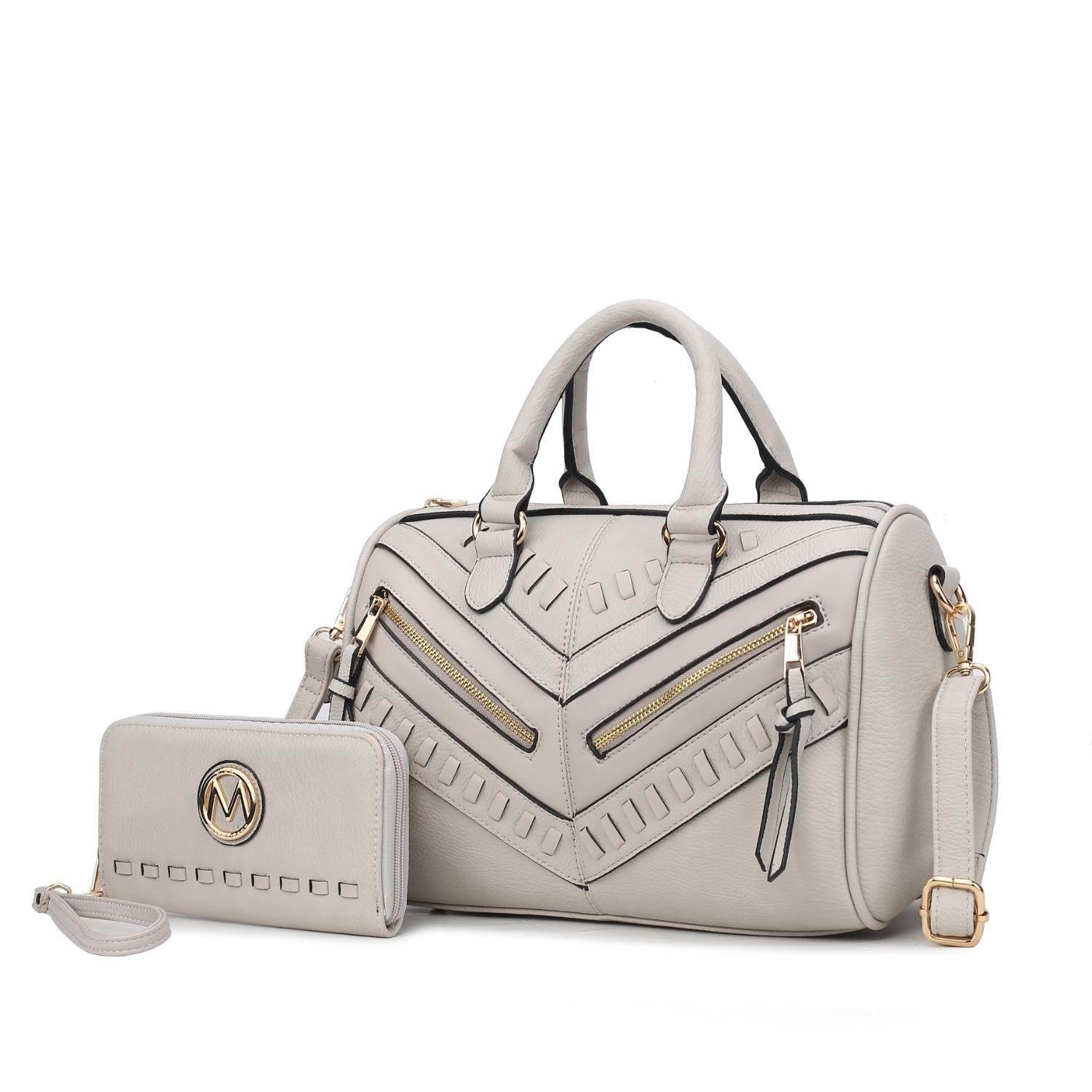 MKF Collection Lara Vegan Leather Women’s Satchel With Wallet 2 Pieces By Mia K- - Light Grey