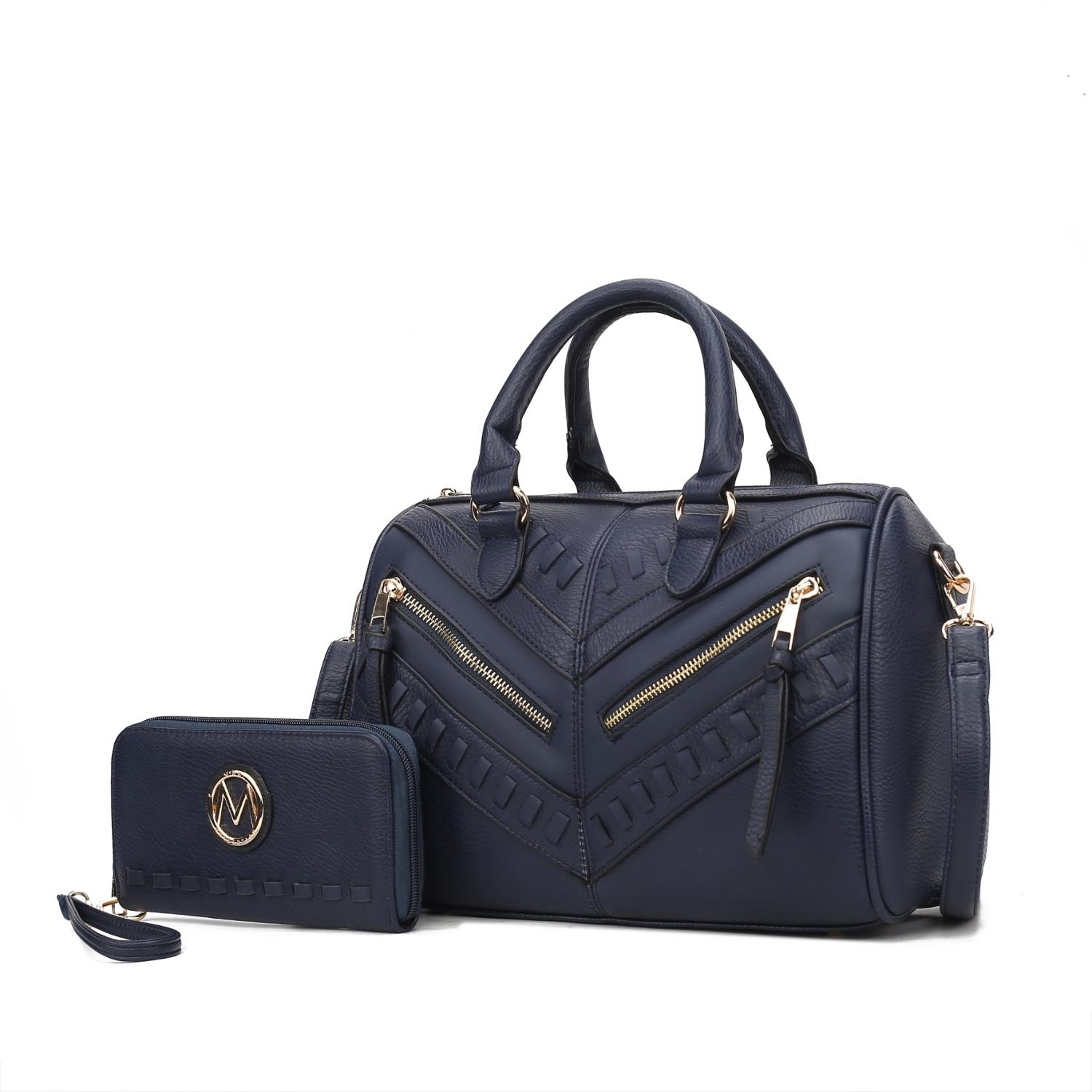 MKF Collection Lara Vegan Leather Women’s Satchel With Wallet 2 Pieces By Mia K- - Navy