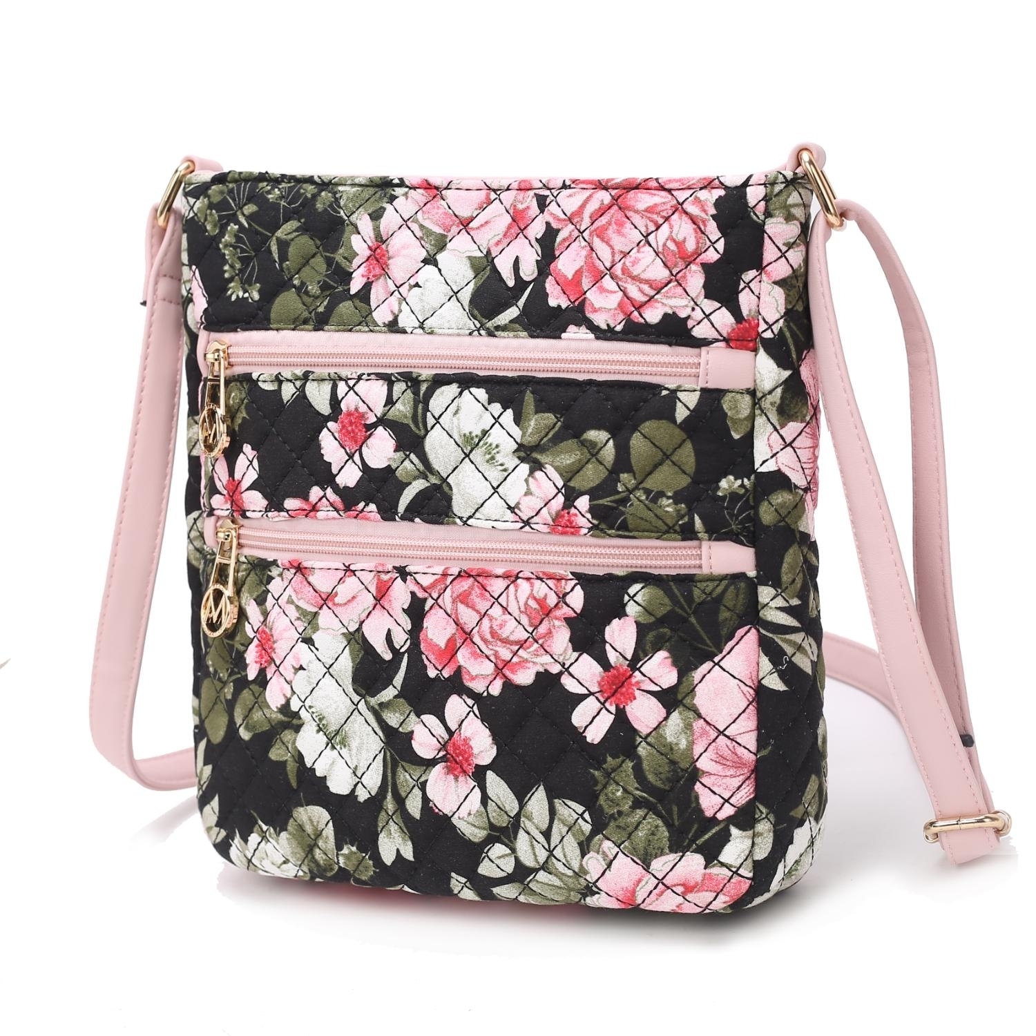 MKF Collection Lainey Quilted Cotton Botanical Pattern Women's Crossbody By Mia K - Navy
