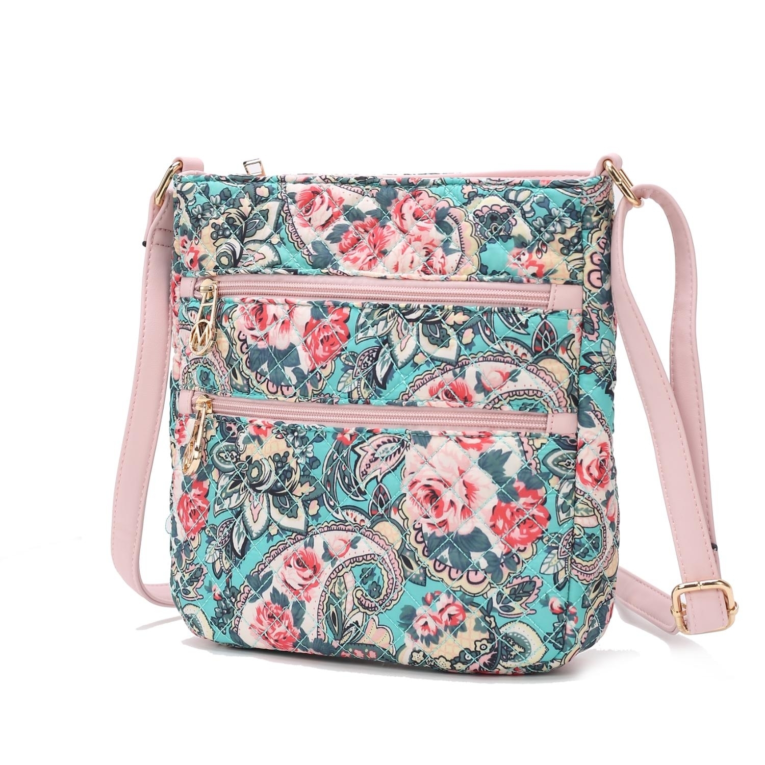 MKF Collection Lainey Quilted Cotton Botanical Pattern Women's Crossbody By Mia K - Green