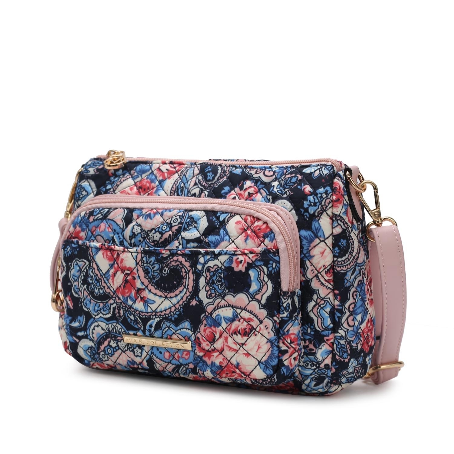 MKF Collection Rosalie Quilted Cotton Botanical Pattern Women's Shoulder Bag By Mia K - Blue