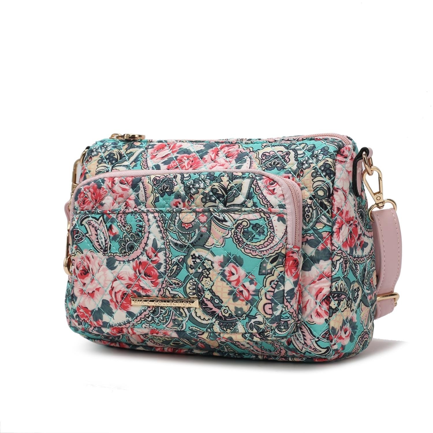 MKF Collection Rosalie Quilted Cotton Botanical Pattern Women's Shoulder Bag By Mia K - Green