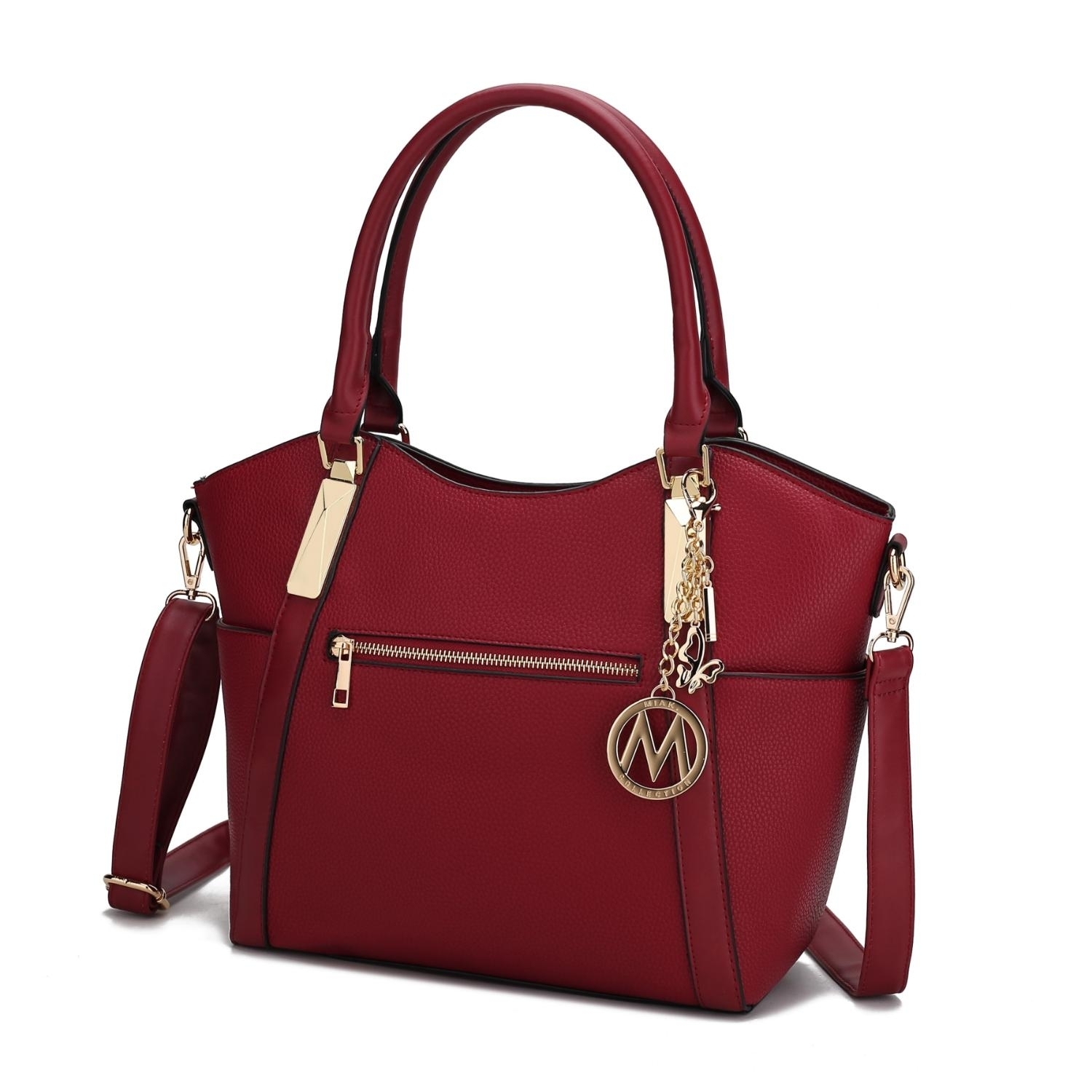 MKF Collection Janise Solid Tote Handbag By Mia K. - Red Wine