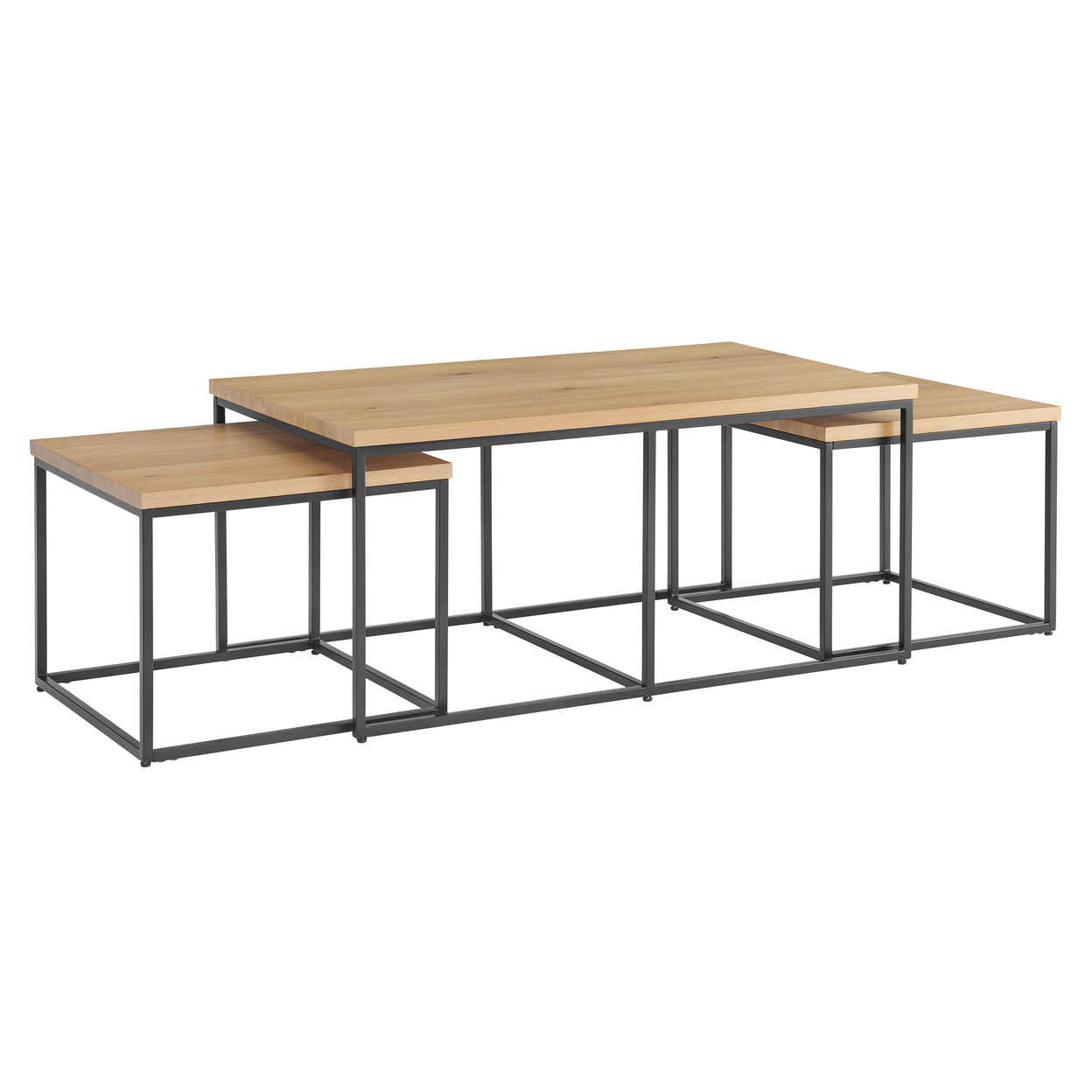 3-Piece Coffee Table Set Modern Nesting Tables With Large Table And Side Tables