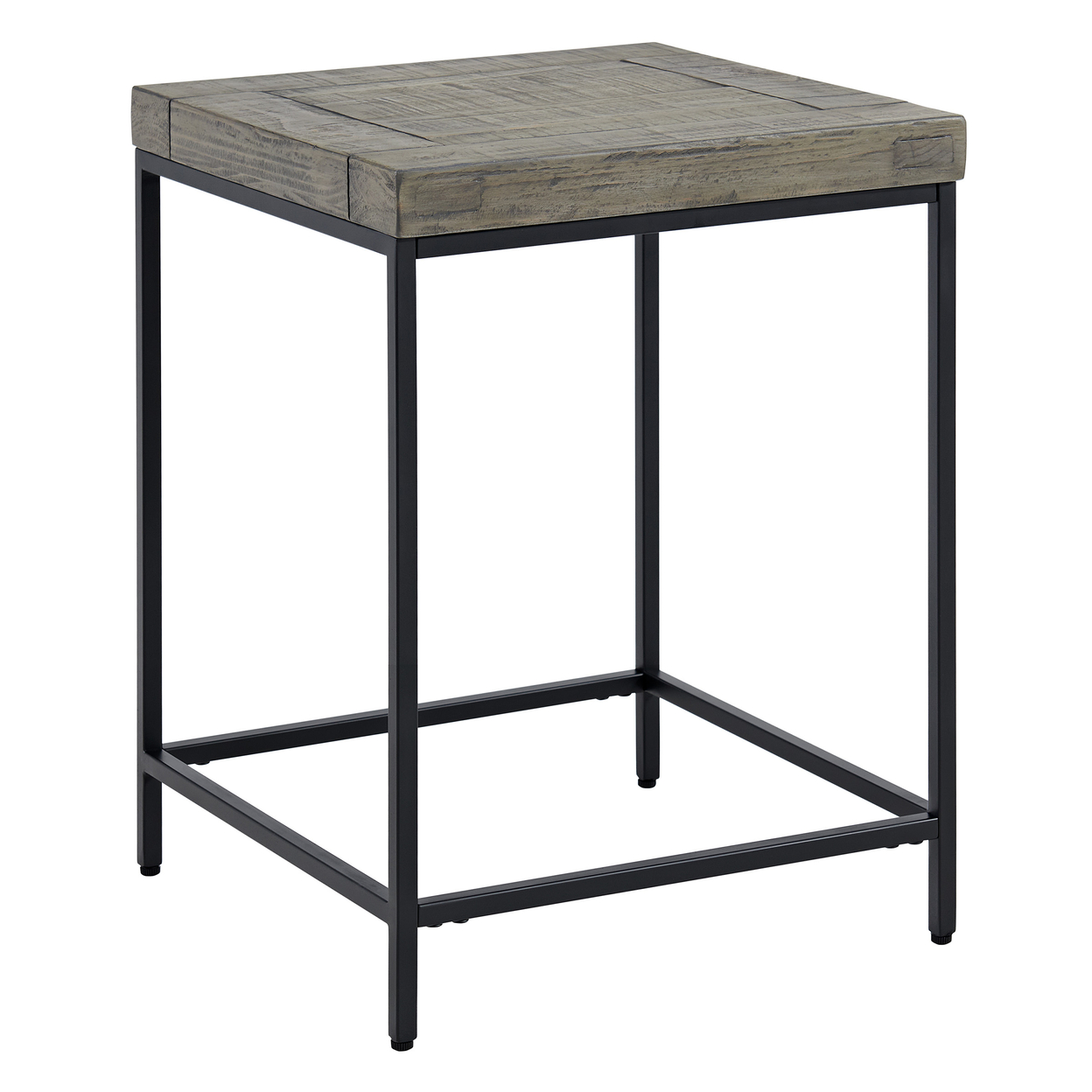 End Table Industrial Modern Side Table Wood Top Metal Frame For All Room, Gray