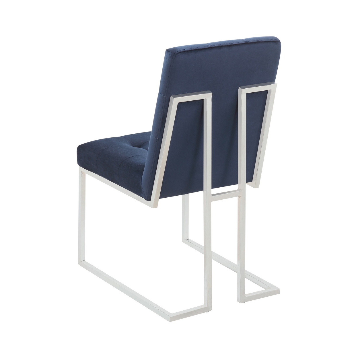 Dining Chair With Fabric Seat And Metal Legs, Set Of 2, Blue- Saltoro Sherpi