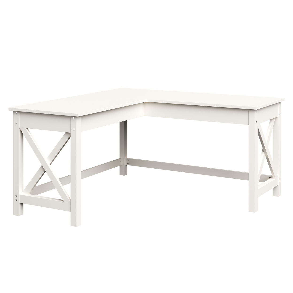 Computer Desk L-Shaped Desk With X-Pattern Legs For Home Office, White