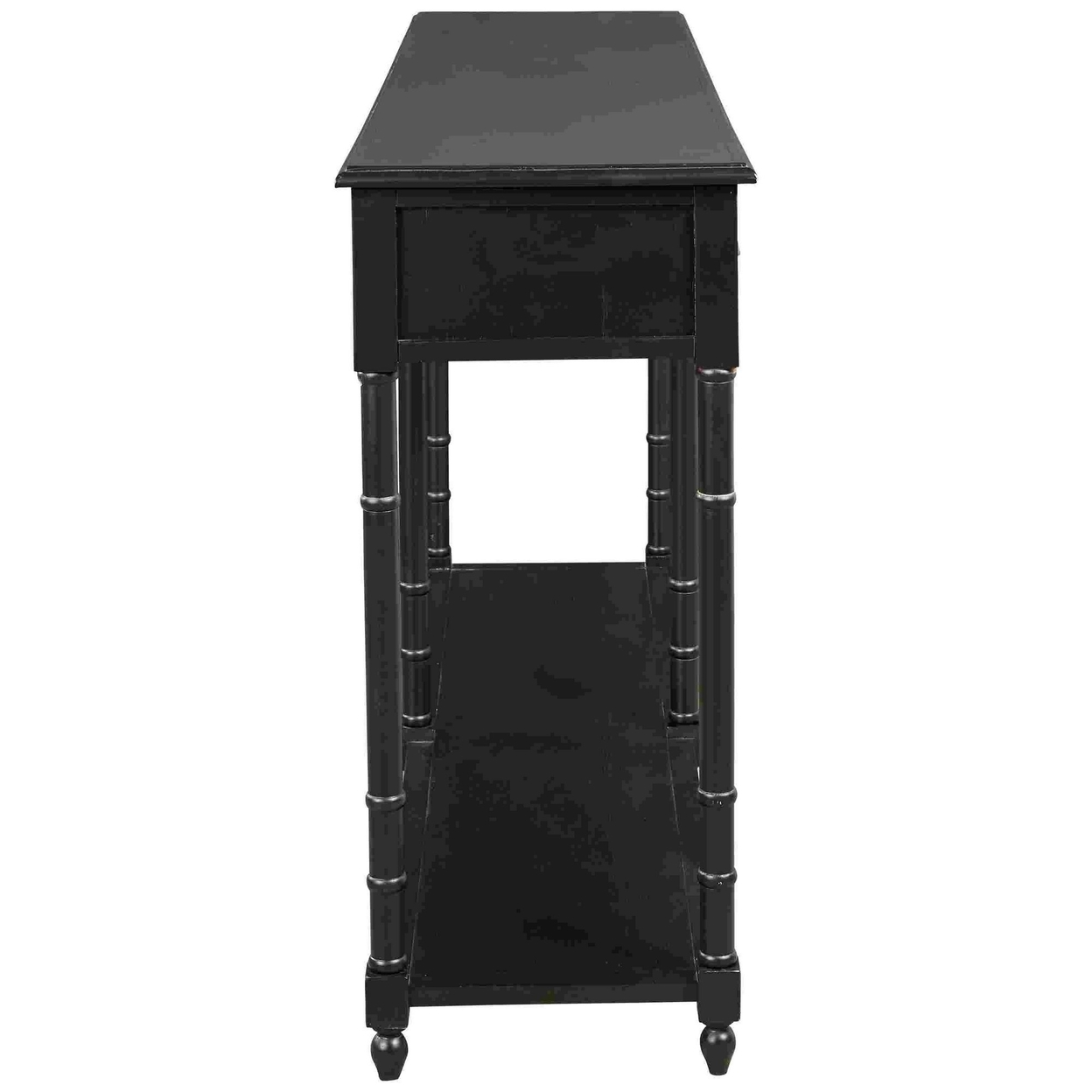 Wooden Console Sofa Table With 4 Spacious Drawers, Black- Saltoro Sherpi