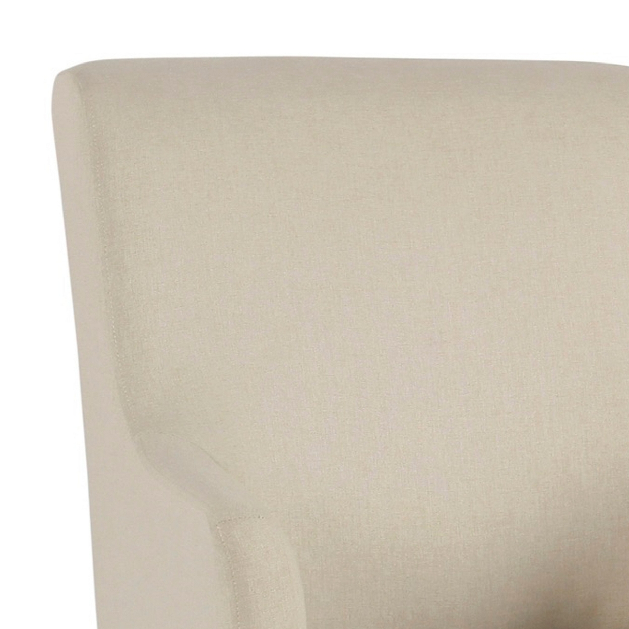 Fabric Upholstered Wooden Accent Chair With Low Swoop Armrests, Cream- Saltoro Sherpi