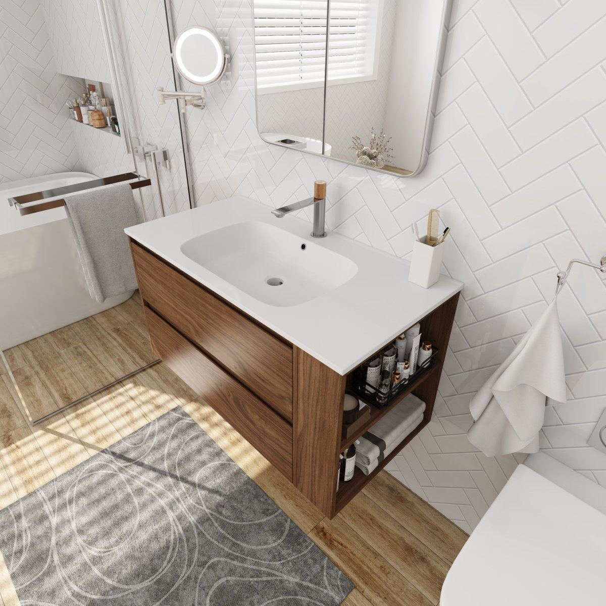 ExBrite 36Wall Mounting Bathroom Vanity With Gel Sink