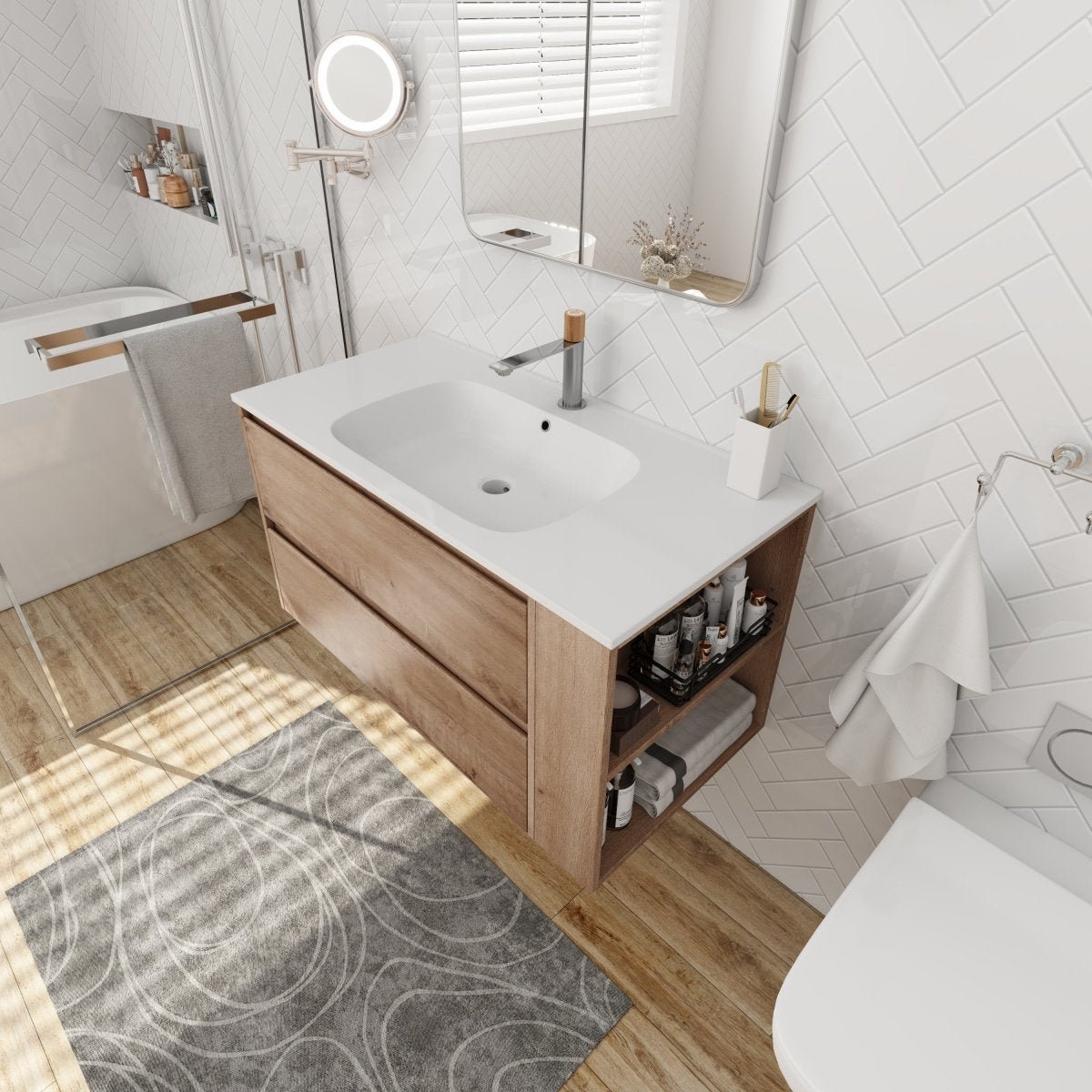 ExBrite 36 Wall Mounting Bathroom Vanity With Gel Sink