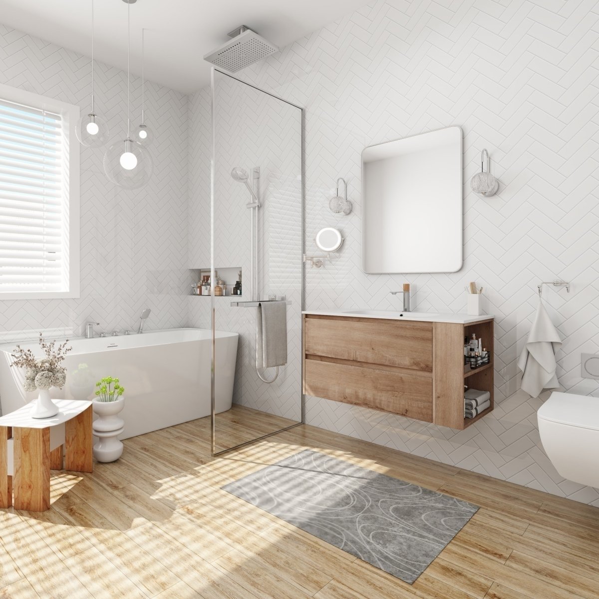 ExBrite 36 Wall Mounting Bathroom Vanity With Gel Sink