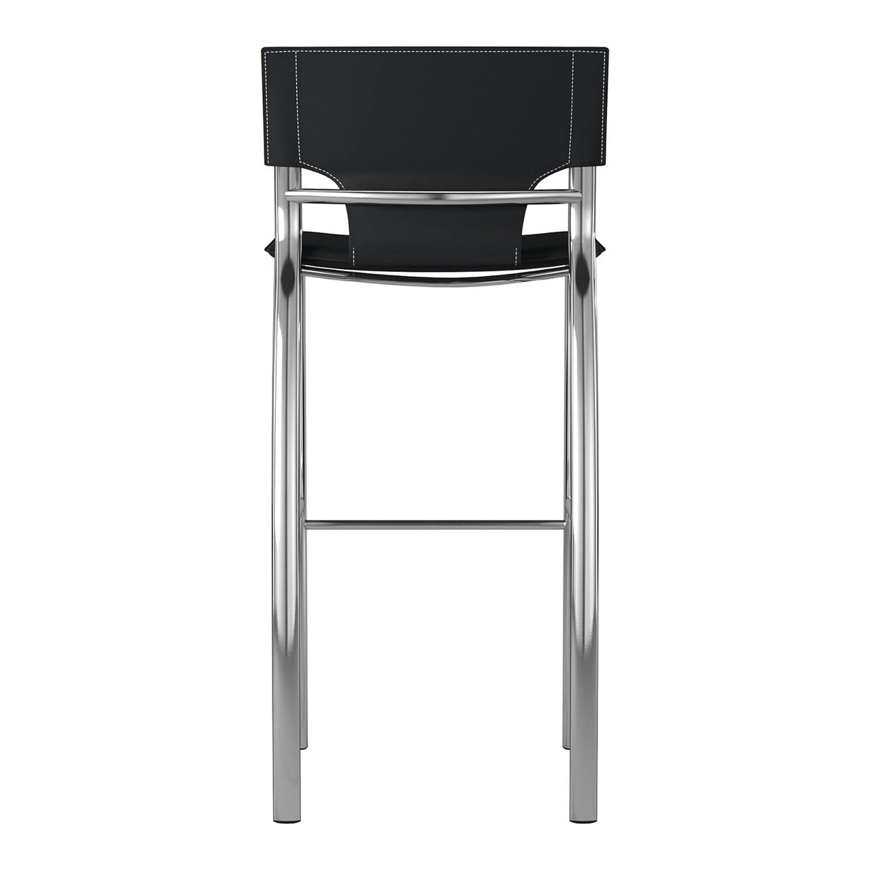 Illa 26 Inch Counter Height Chair, Set Of 2, Chrome Base, Vegan Leather, Black - Saltoro Sherpi