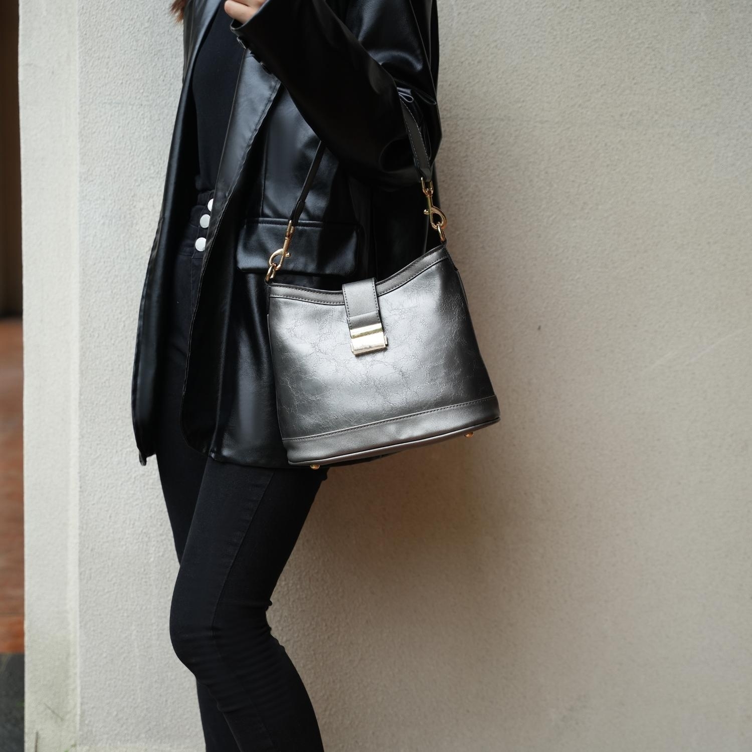 MKF Collection Pilar Vegan Leather Women's Shoulder Bag By Mia K - Charcoal