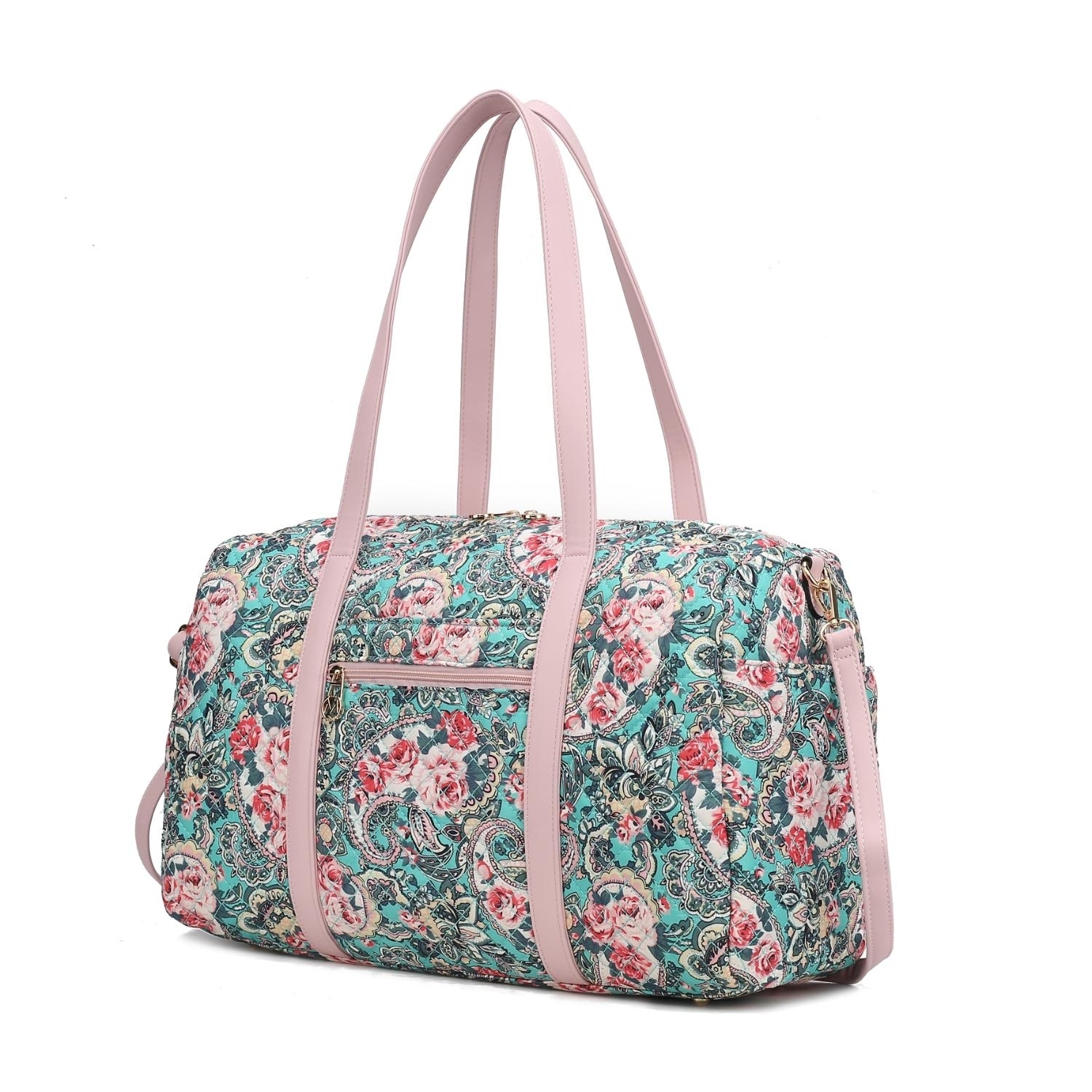 MKF Collection Khelani Quilted Cotton Botanical Pattern Women's Duffle Bag By Mia K - Green