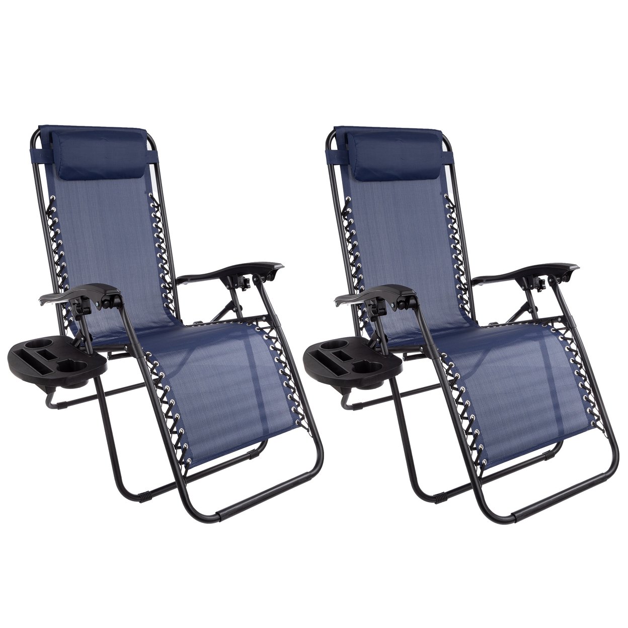 Zero Gravity Lounge Chairs Set Of 2 Blue Folding Anti-Gravity Recliners
