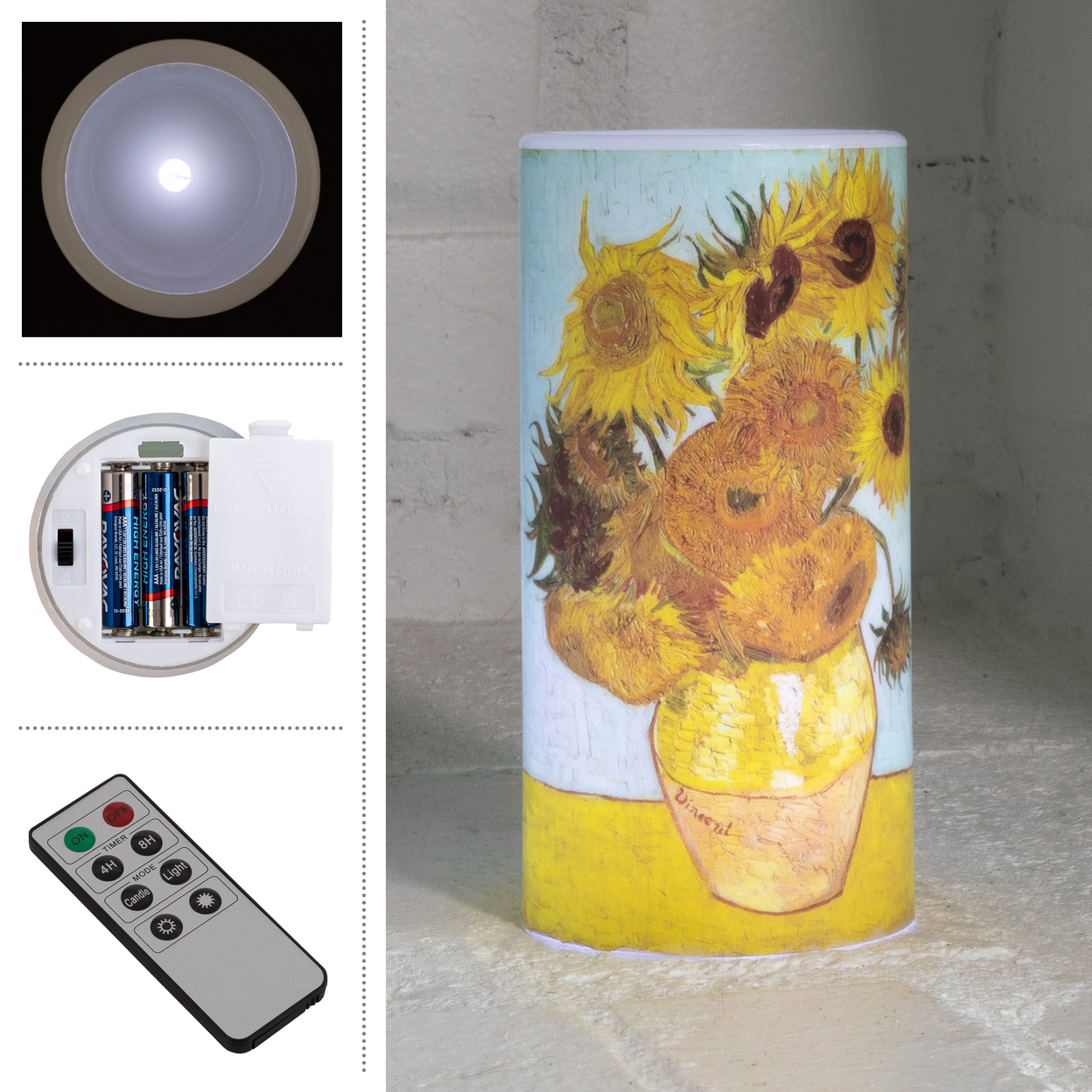 LED Candle With Remote Battery Operated Flameless Candles Sunflower