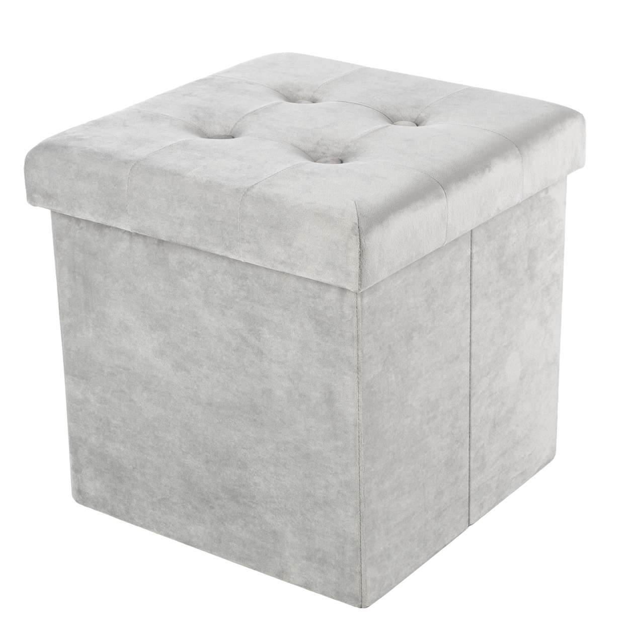 Storage Ottoman Soft Velvet Tufted Footrest Removeable Lid 15 X 15 Inch
