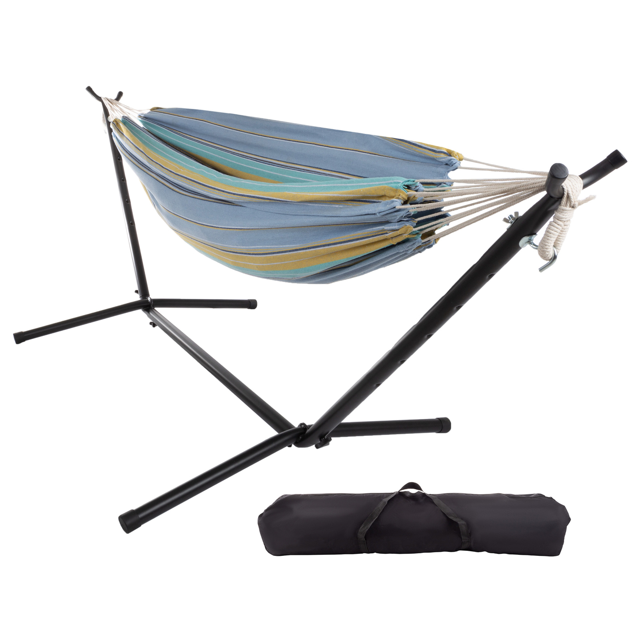 Portable Double Hammock With Stand Carry Case Camping Fishing Outdoor