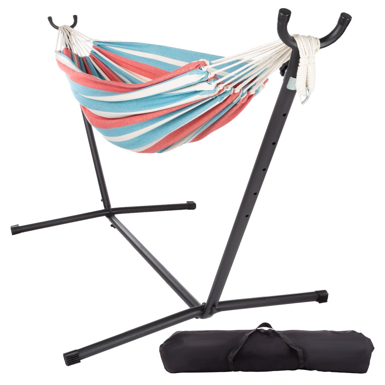 2 Person Hammock With Stand Brazilian Style Woven Cotton Swing 450 Lb Capacity
