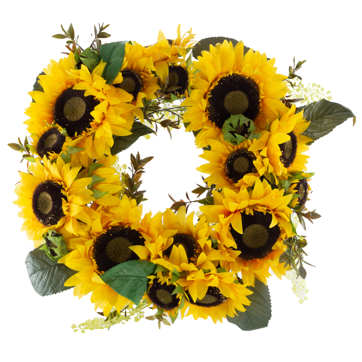 20 Inch Faux Sunflower Wreath Door Hang Spring Fall Home Dcor