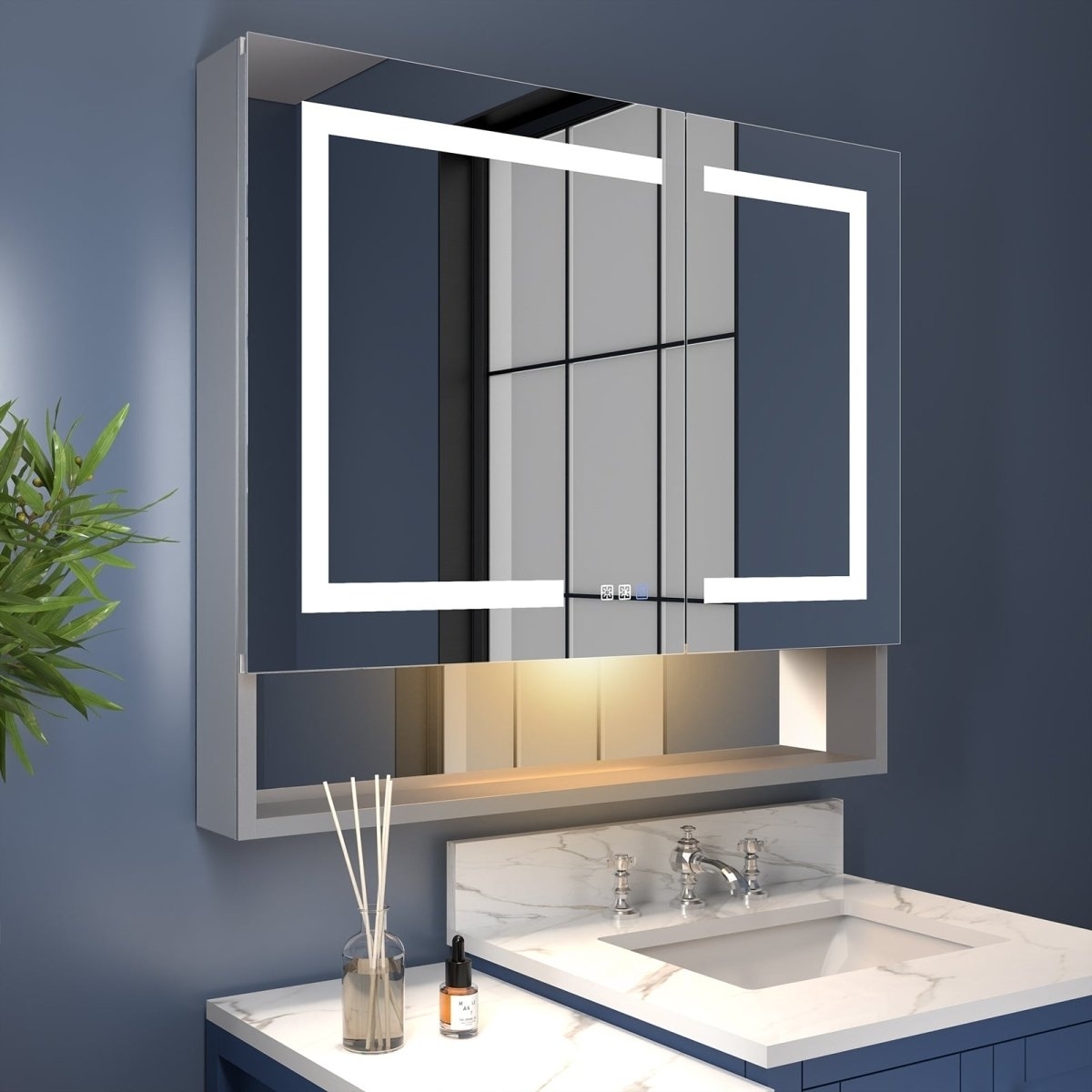 Ample 36 W X 32 H Surface Or Recessed Mount Led Light Medicine Cabinet With Mirror