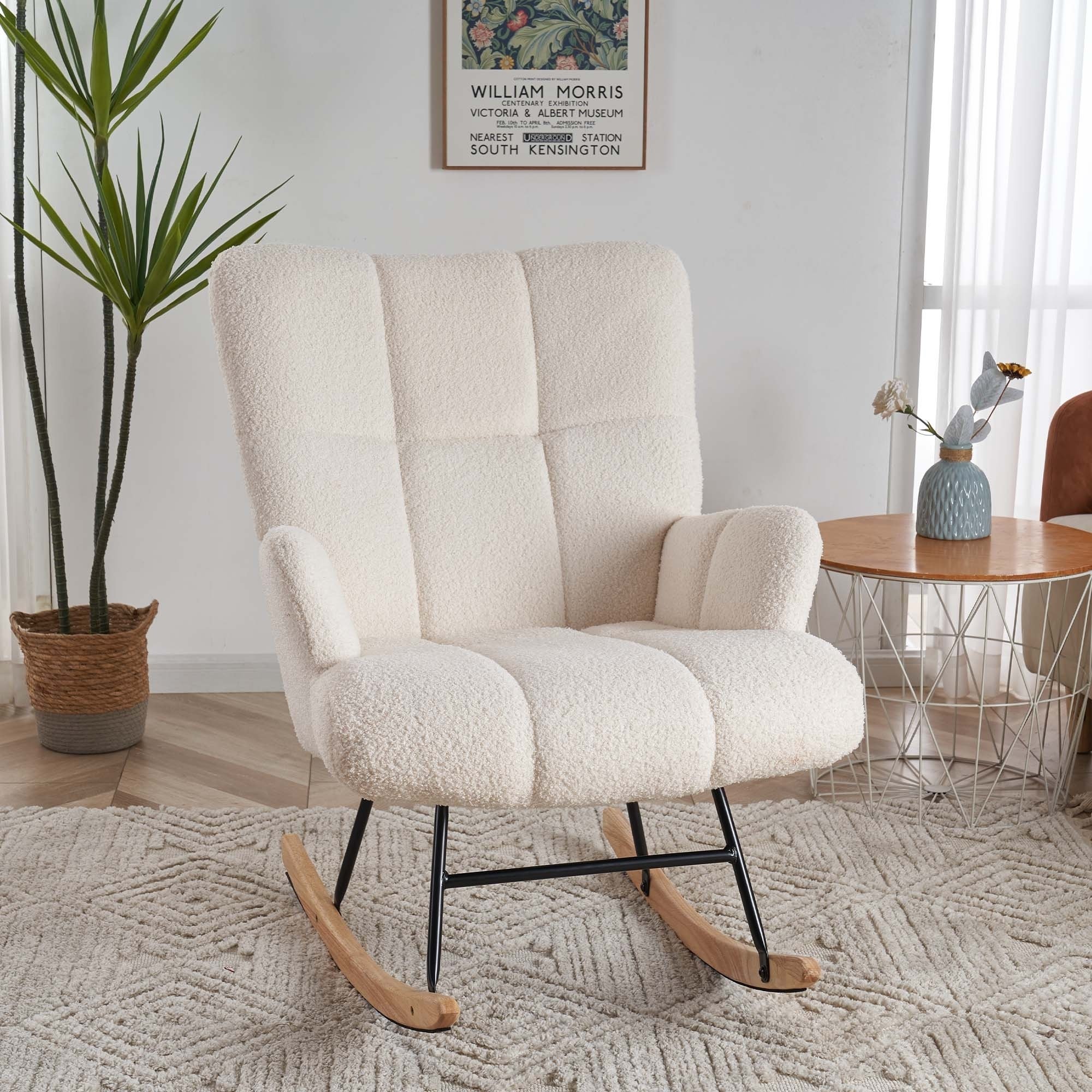 Rocking Accent Chair, Uplostered Glider Rocker Armchair For Baby Nursery, Comfy Side Chair For Living Room, Bedroom
